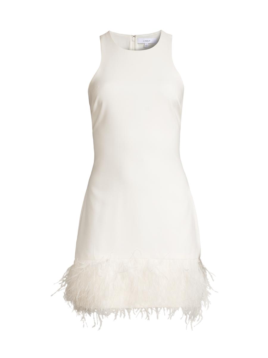 likely cami feather hem mini dress LIKELY Cami Dress in White