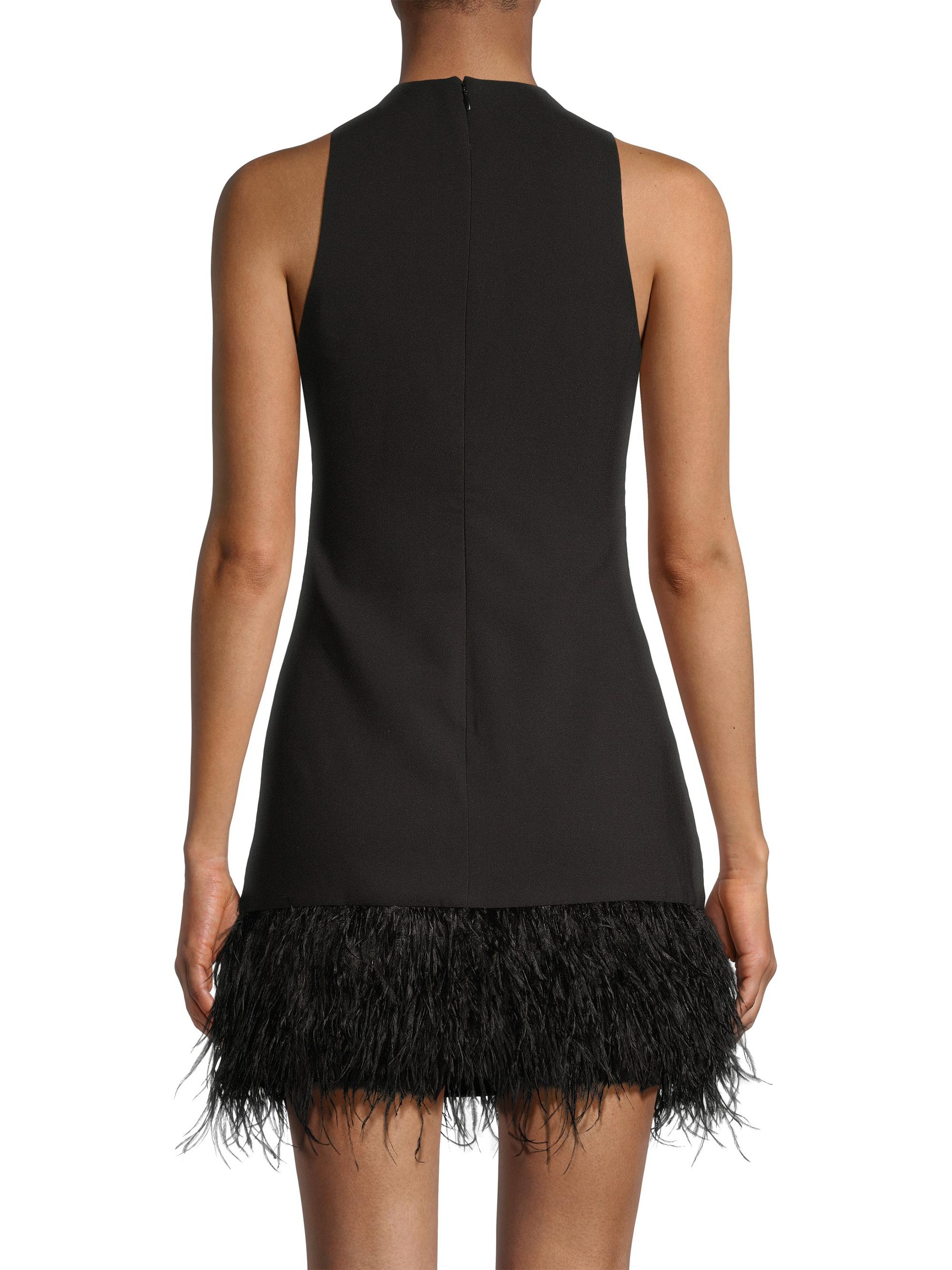 likely cami feather hem mini dress Likely Women's Cami Feather Trim Dress - Black