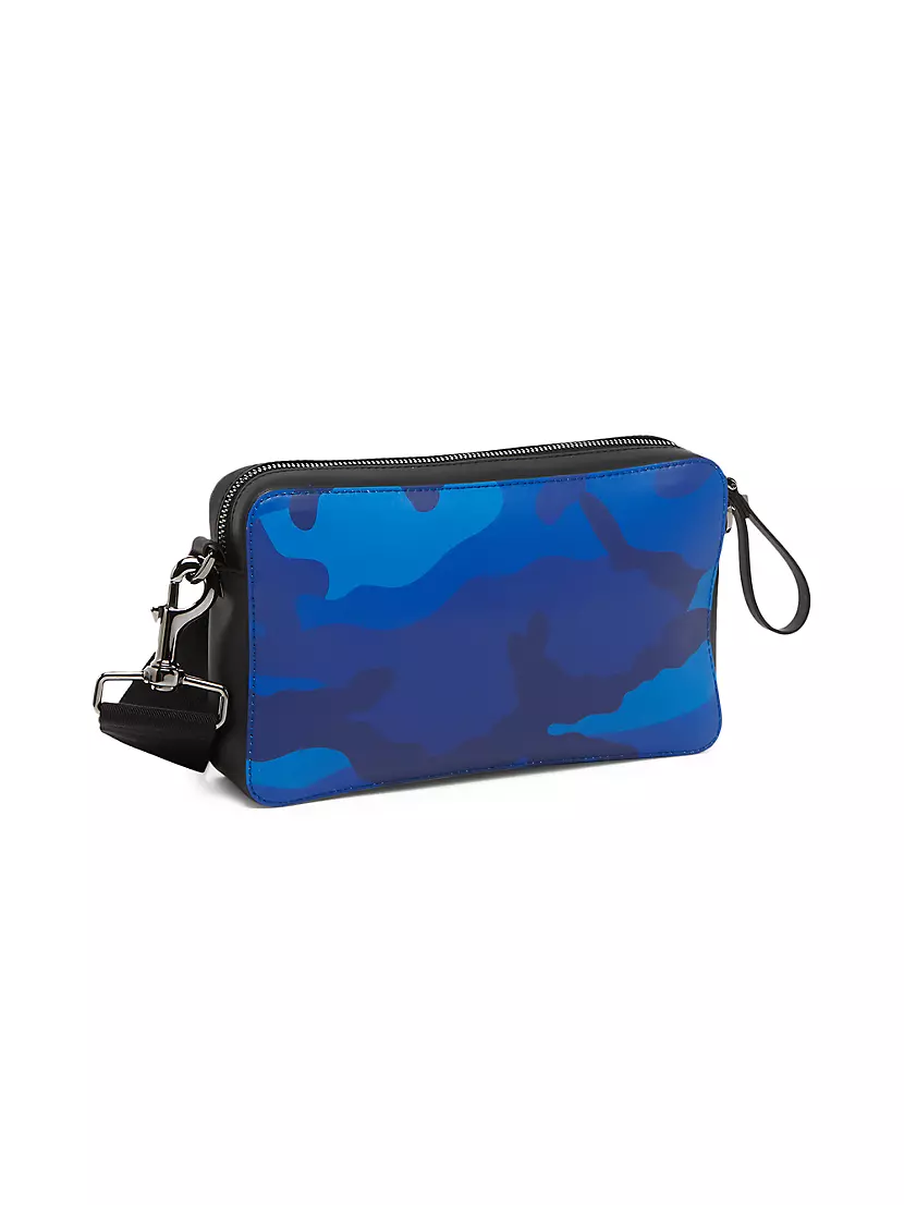 Valentino Garavani blue camouflage logo print backpack