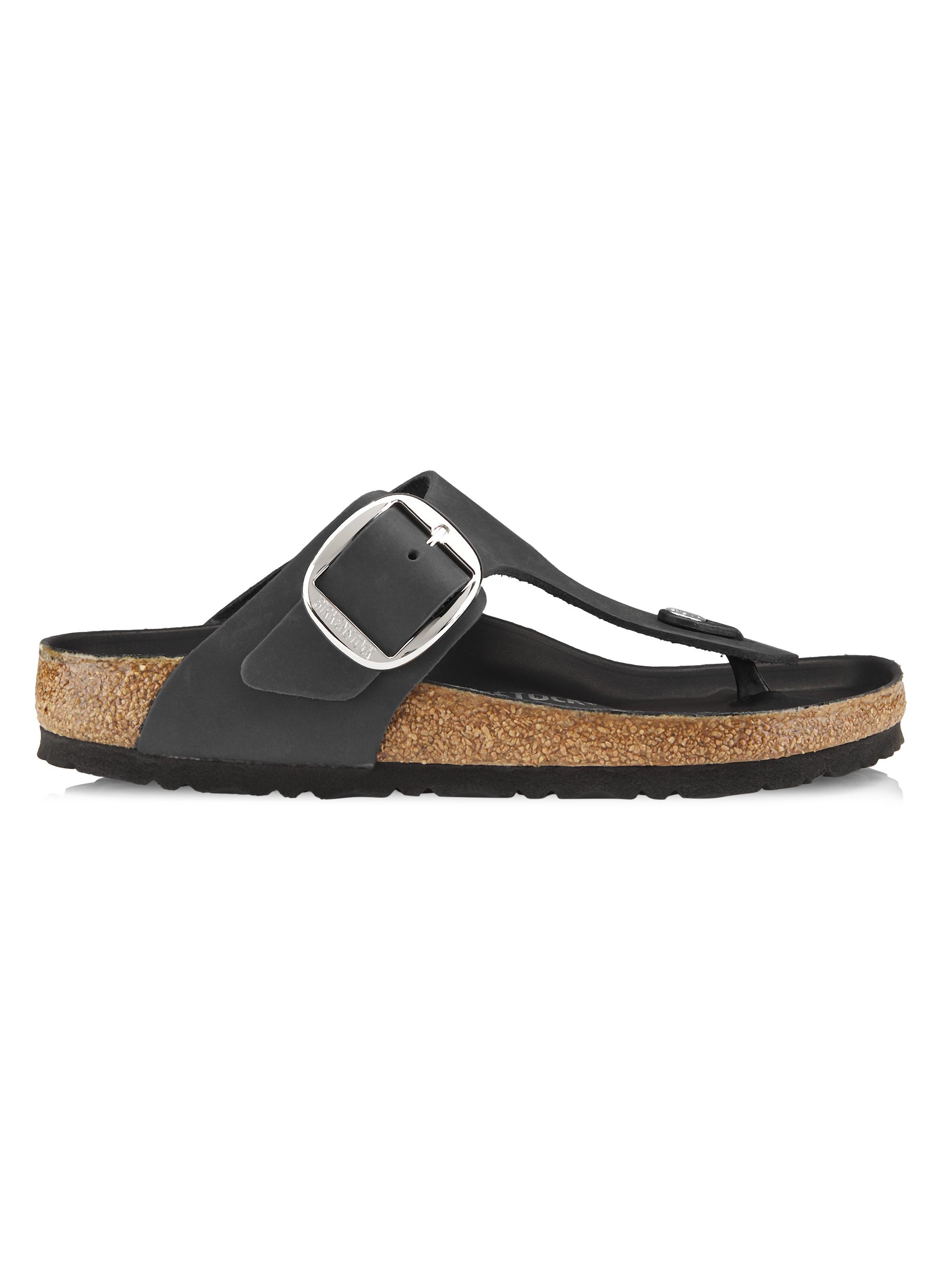 Birkenstock Women's Gizeh Big Buckle Leather Sandals - Black