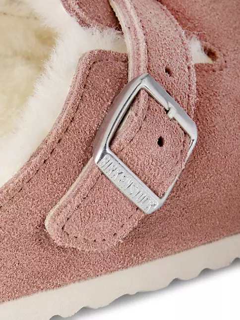BIRKENSTOCK Boston Shearling Suede Leather Fur Sandals