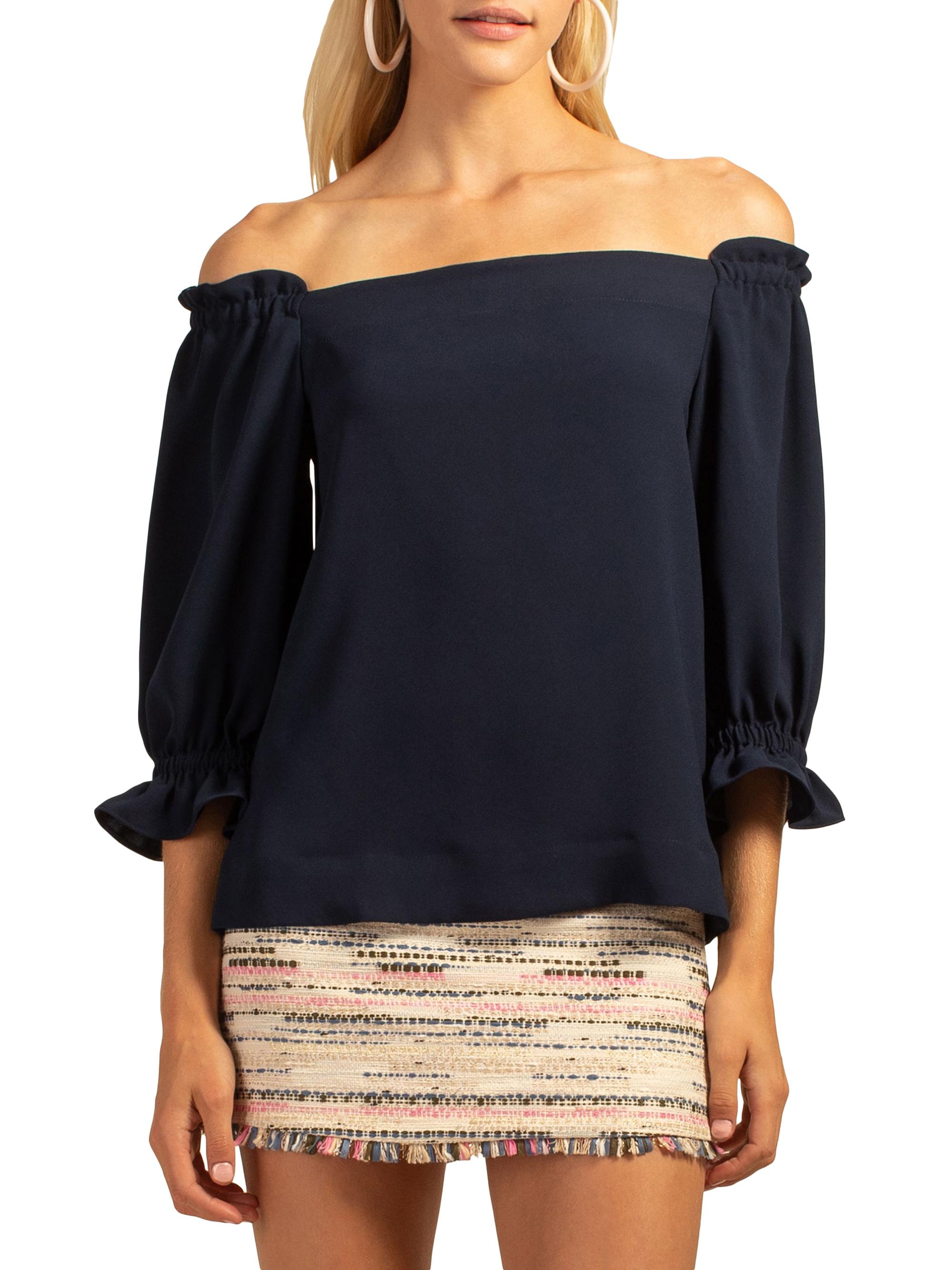 Trina Turk Women's Equinox Ruffled Chiffon Top - Indigo