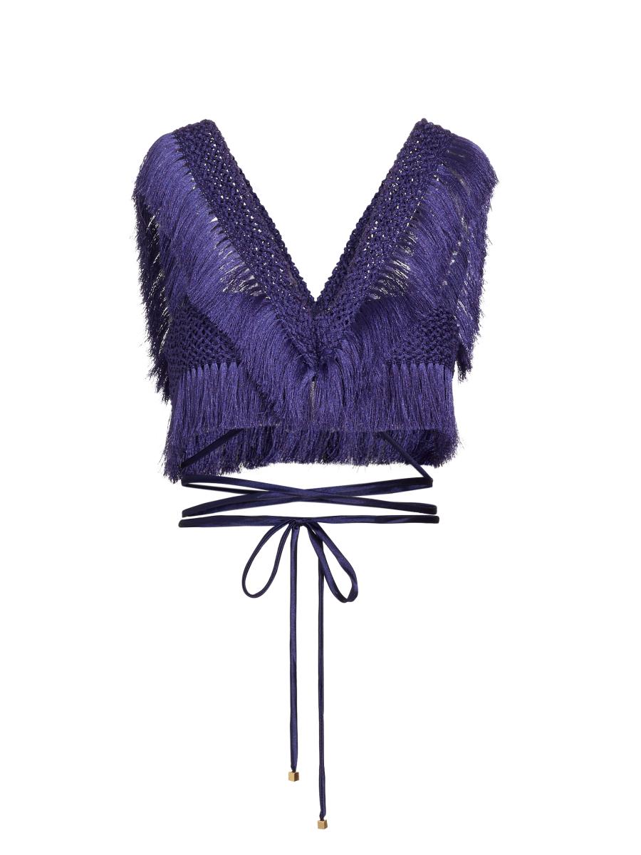 PatBO Fringe Trim Crop Top | Saks Fifth Avenue