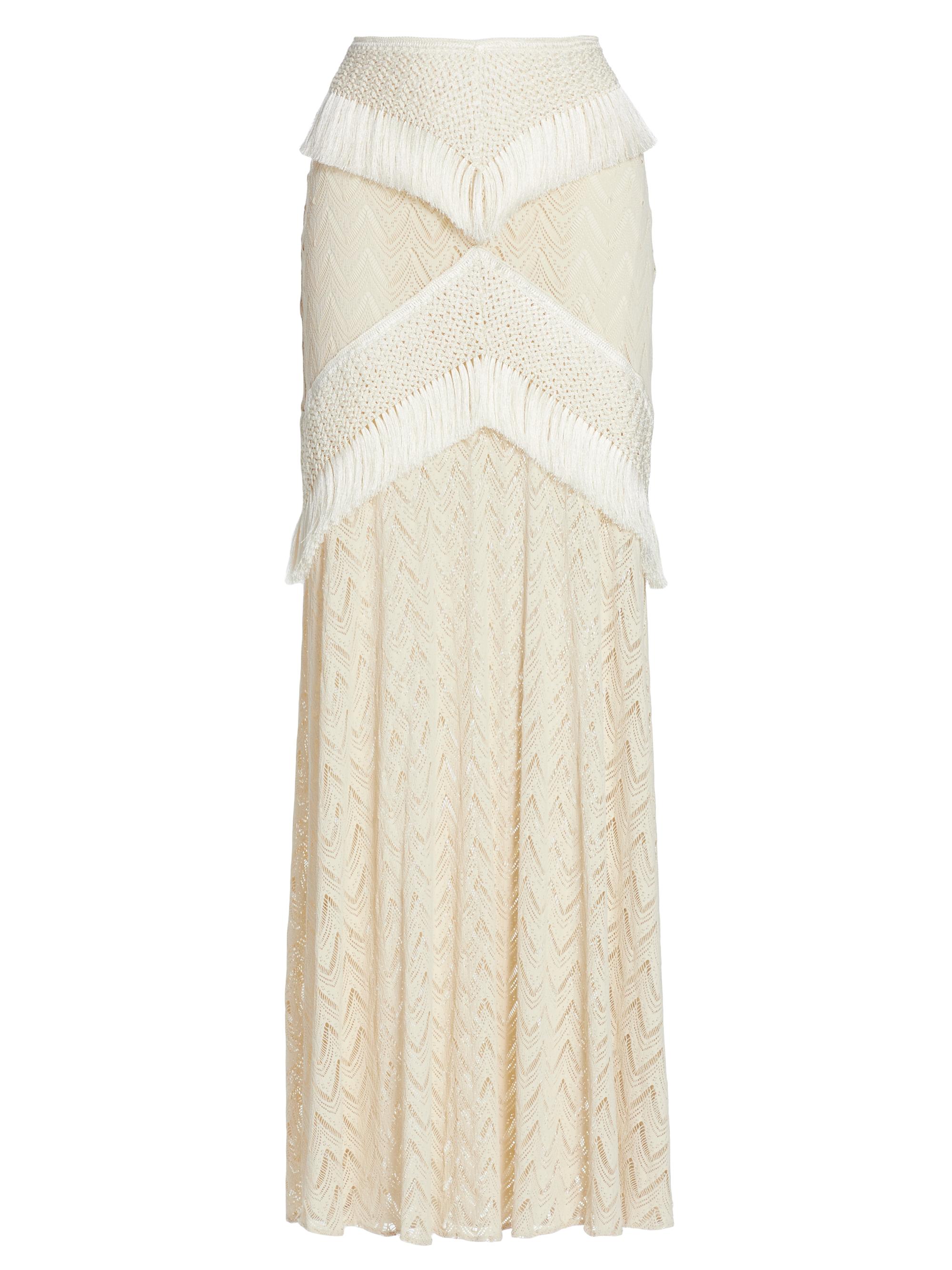 PatBO Women's Fringe & Lace Maxi Skirt - Indigo