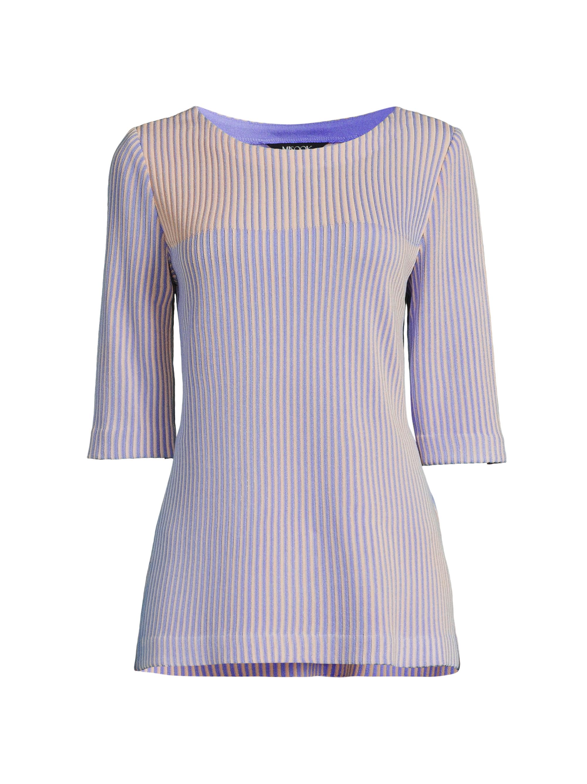 Misook Women's Knit Ombré Stripe Top - Viola Biscotti