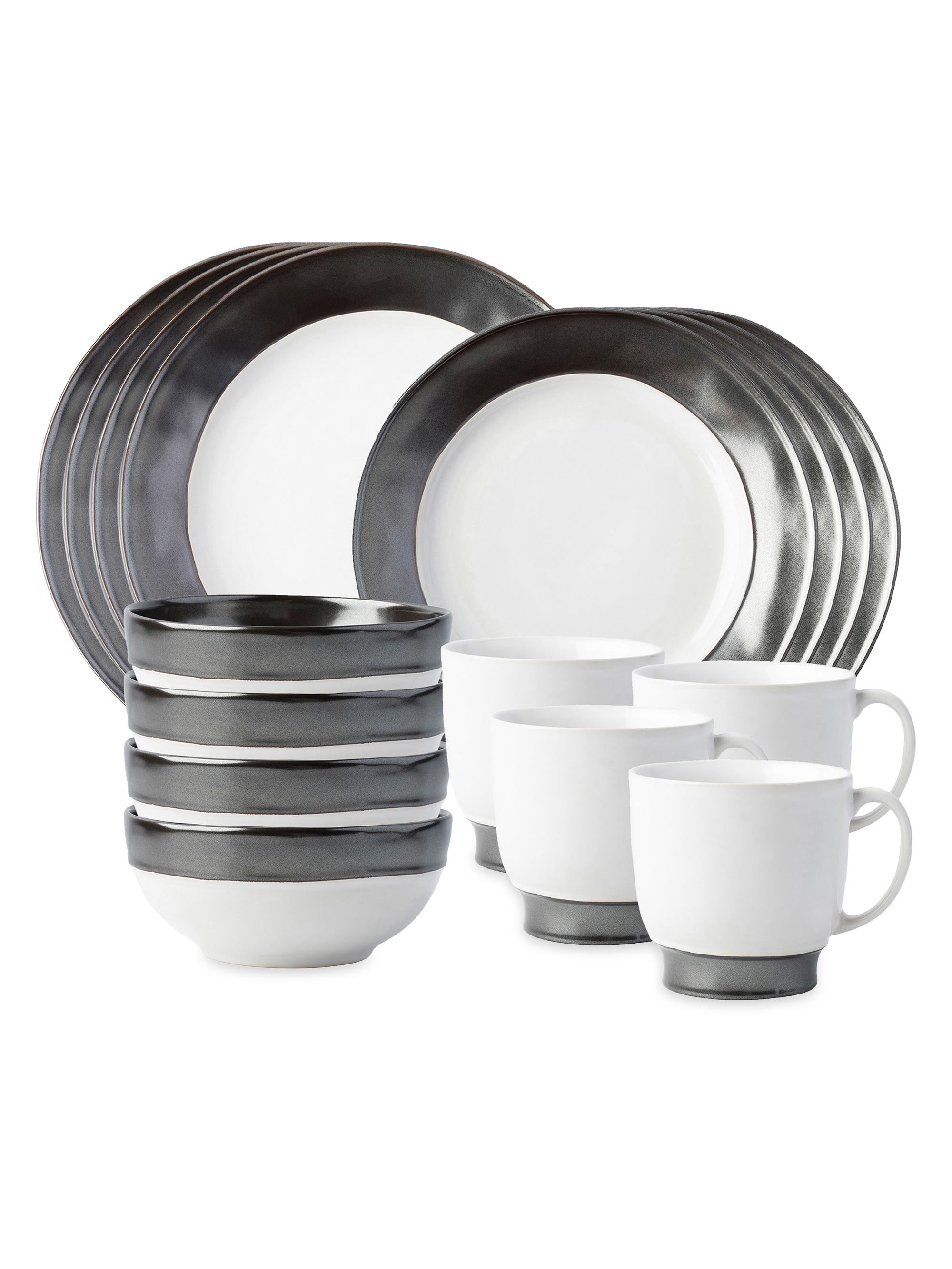 Juliska Emerson Ceramic 16-Piece Dinnerware Set - White Pewter