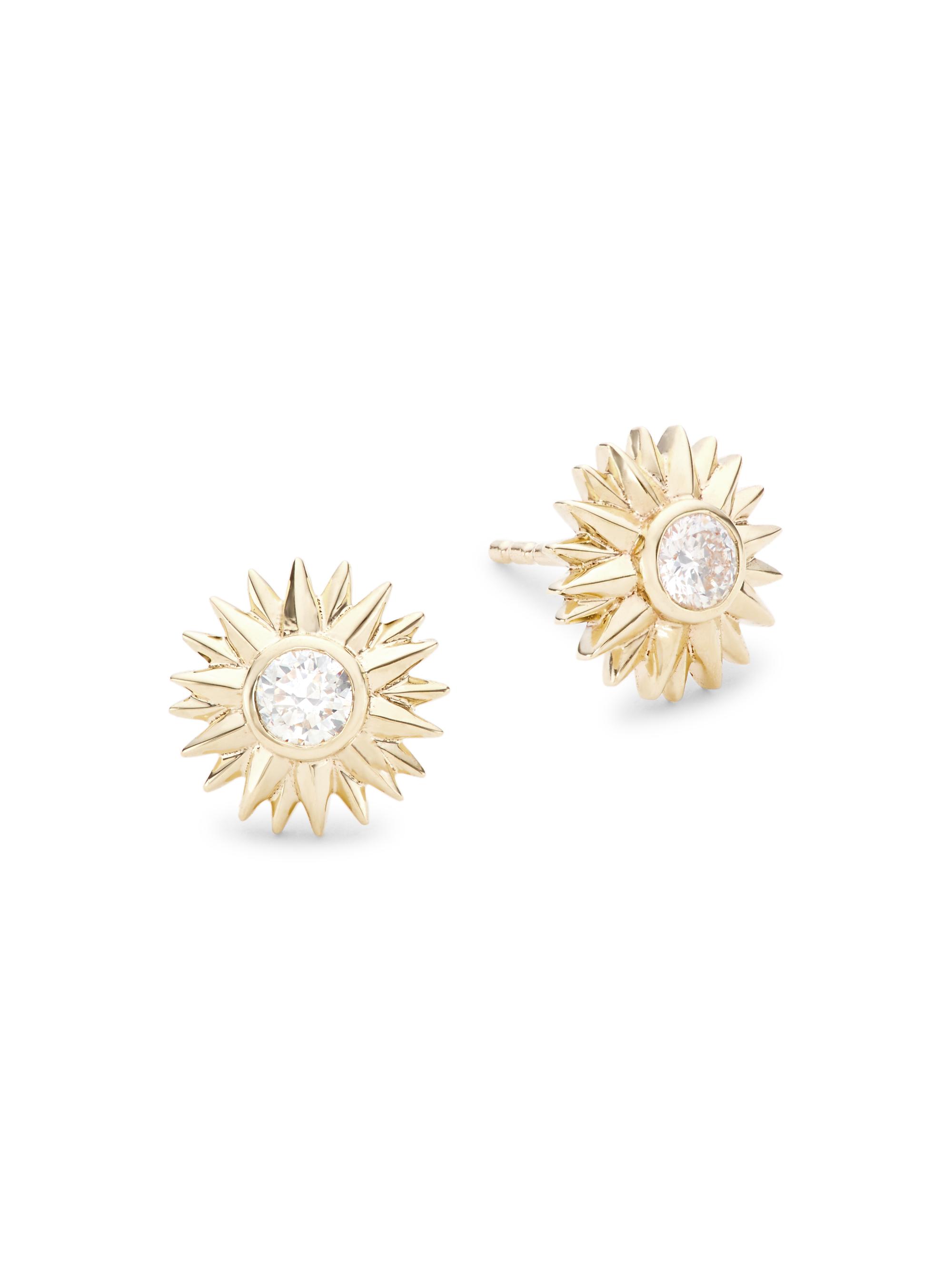 Sydney Evan Women's 14K Yellow Gold & Diamond Sunflower Stud Earrings