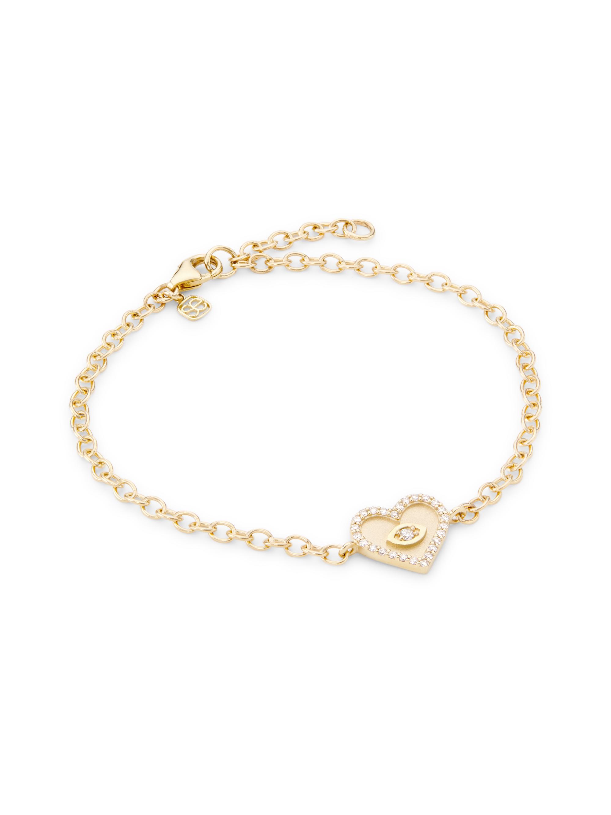 Sydney Evan Women's 14K Yellow Gold & Diamond  Evil-Eye Heart Charm Bracelet