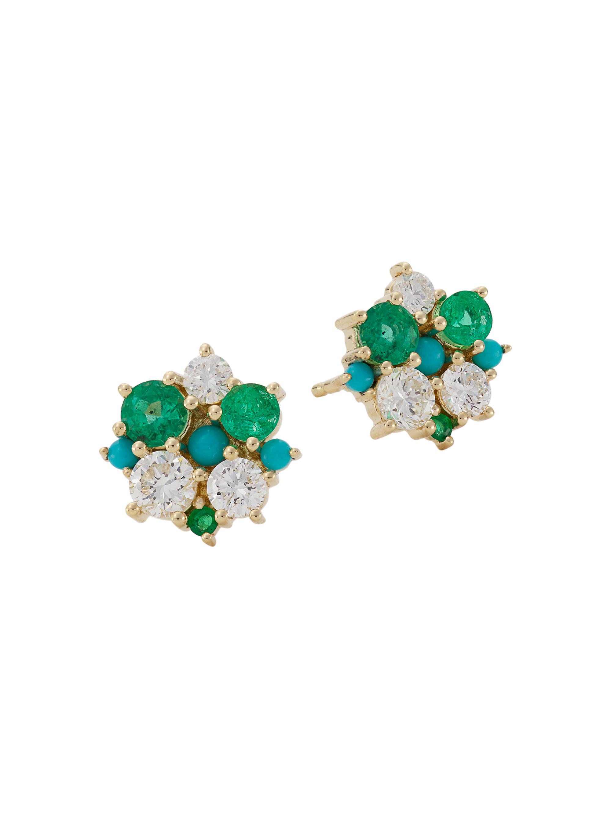 Sydney Evan Women's 14K Yellow Gold & Multi-Gemstone Cluster Stud Earrings