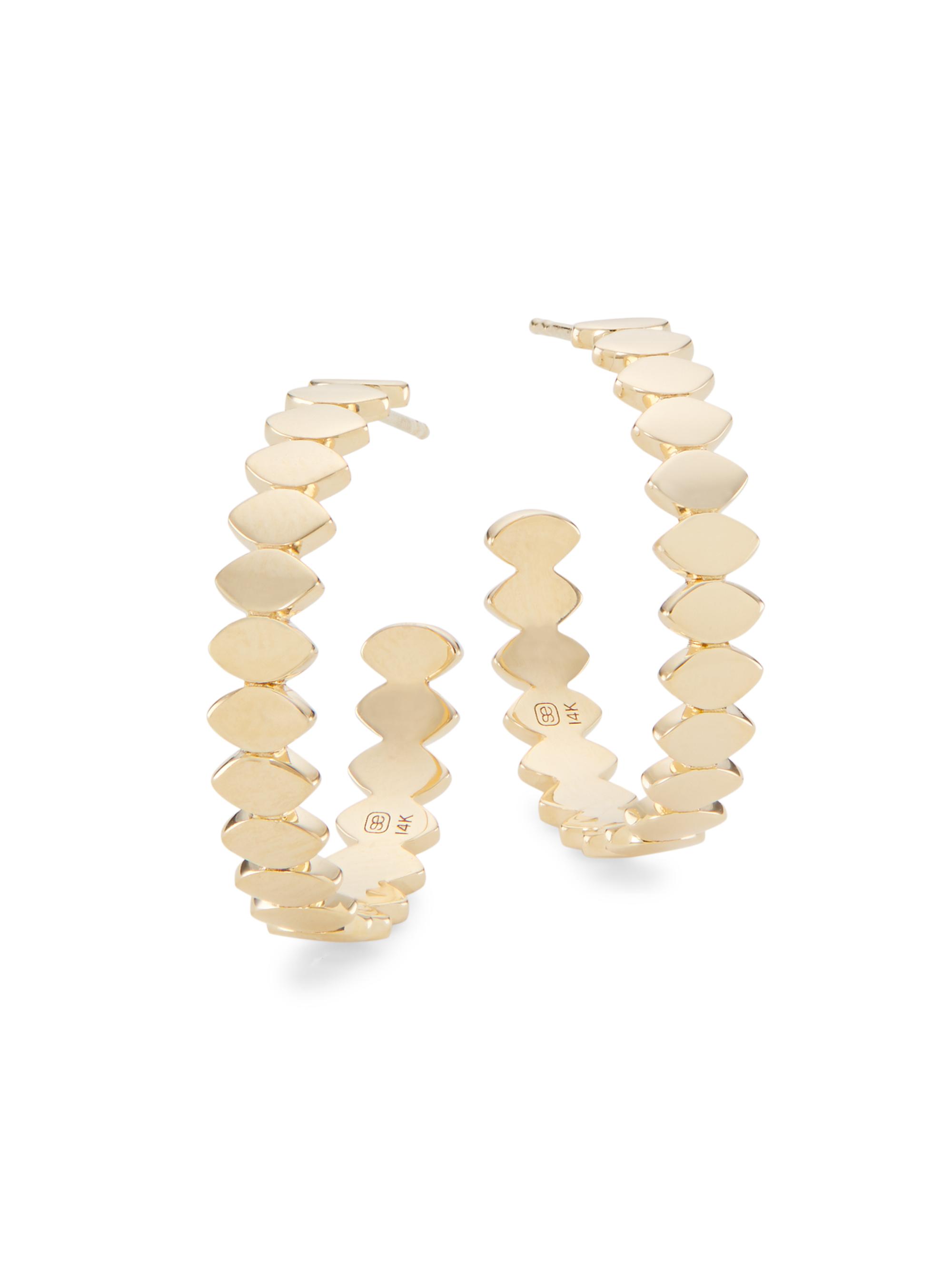 Sydney Evan Women's Pure 14K Yellow Gold Marquise Hoop Earrings - Yellow Gold