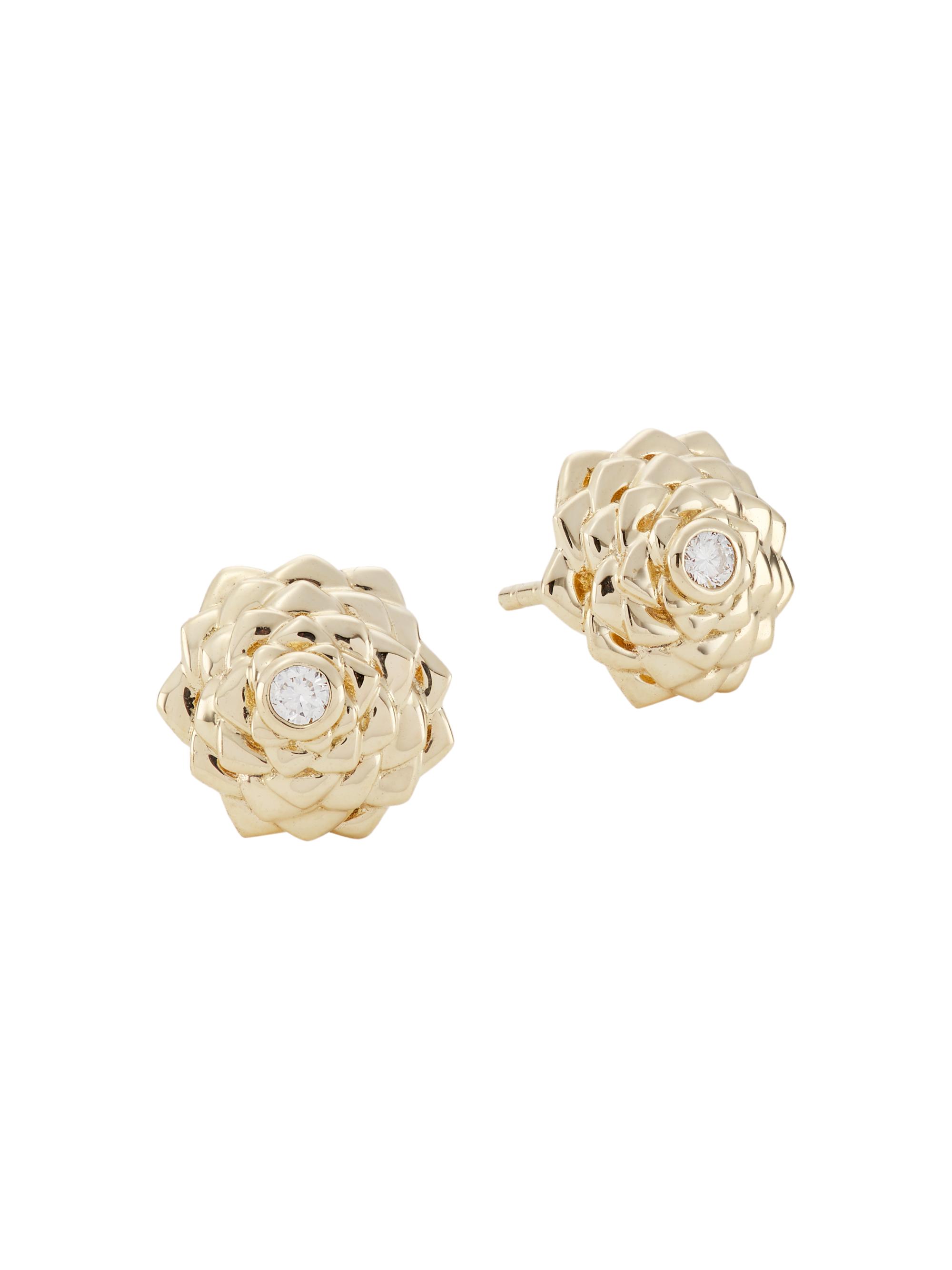 Sydney Evan Women's 14K Yellow Gold & Diamond Camellia Stud Earrings