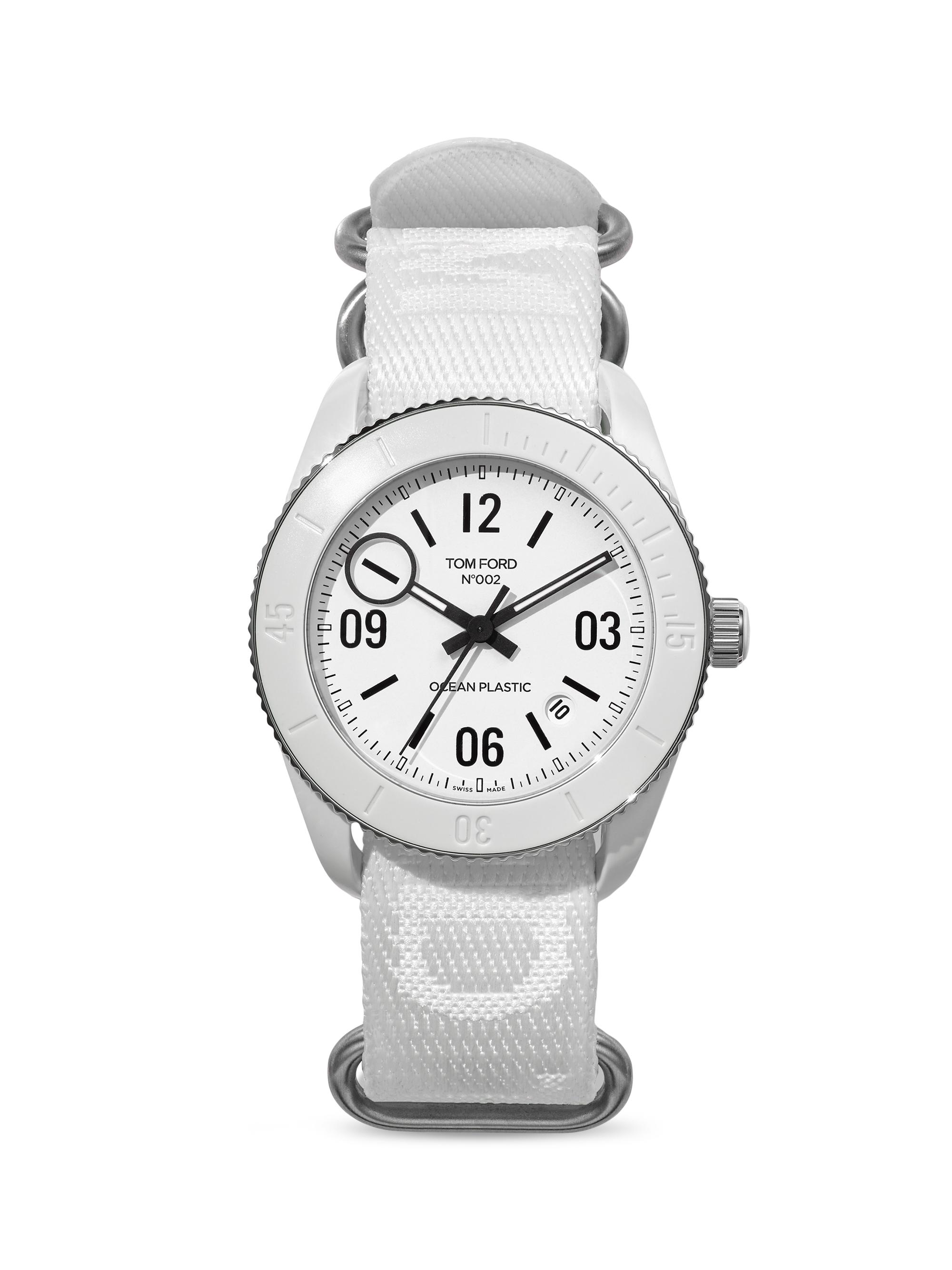 TOM FORD Men's Ocean Plastics Sport Stainless Steel Strap Watch - White