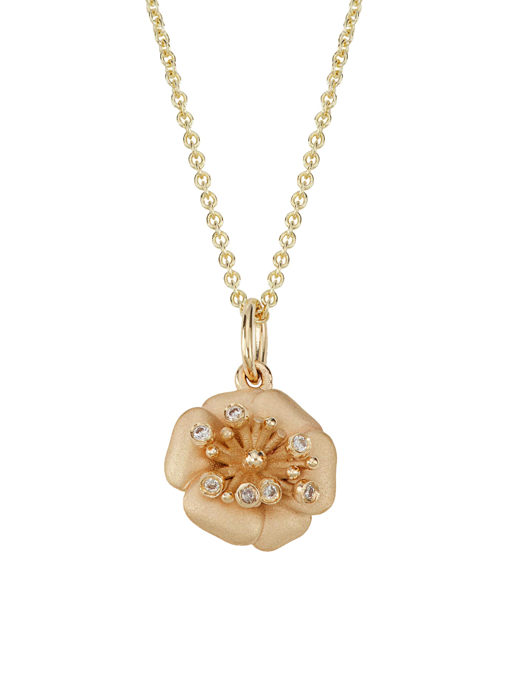 Sydney Evan Women's 14K Yellow Gold & Diamond Peony Pendant Necklace