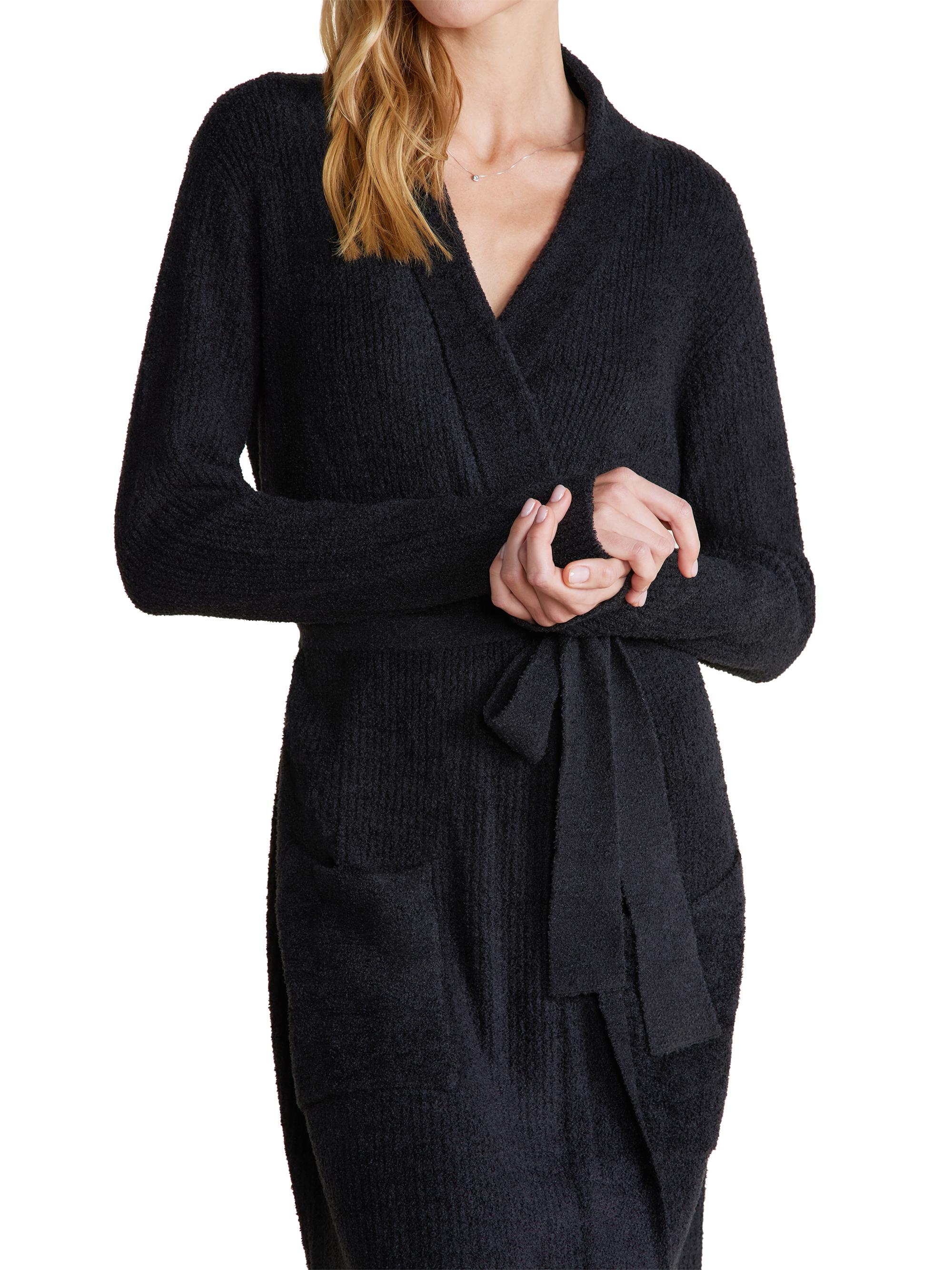 Barefoot Dreams CozyChic Lite Ribbed Robe - Black L-XL