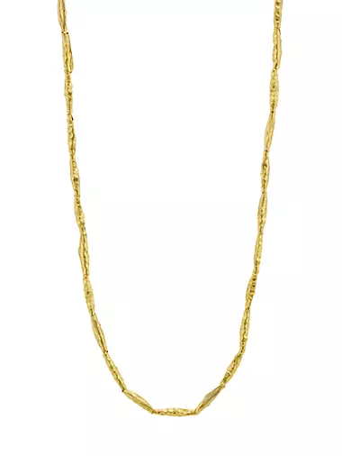 24K Yellow Gold Beaded Chain Necklace