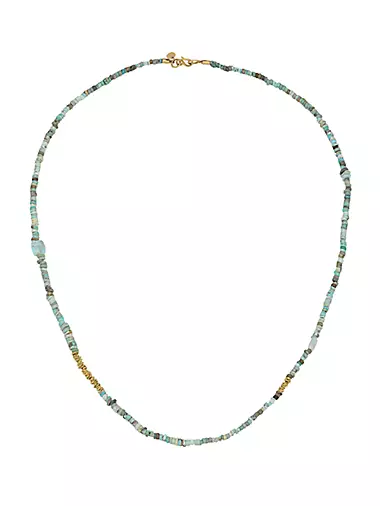 22K Yellow Gold & Turquoise Beaded Necklace