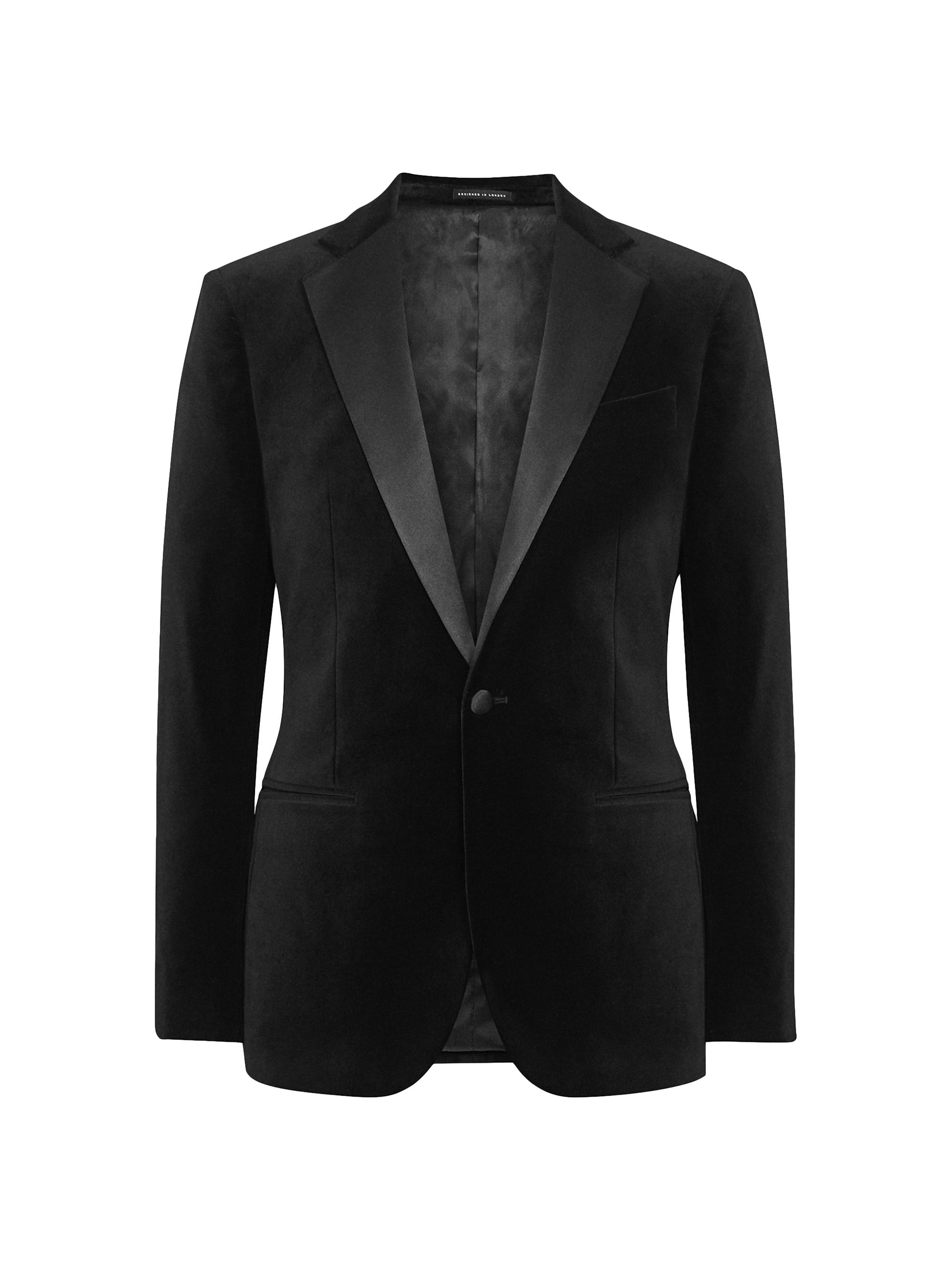 Reiss Men's Cotton-Blend Single-Button Blazer - Ace Black