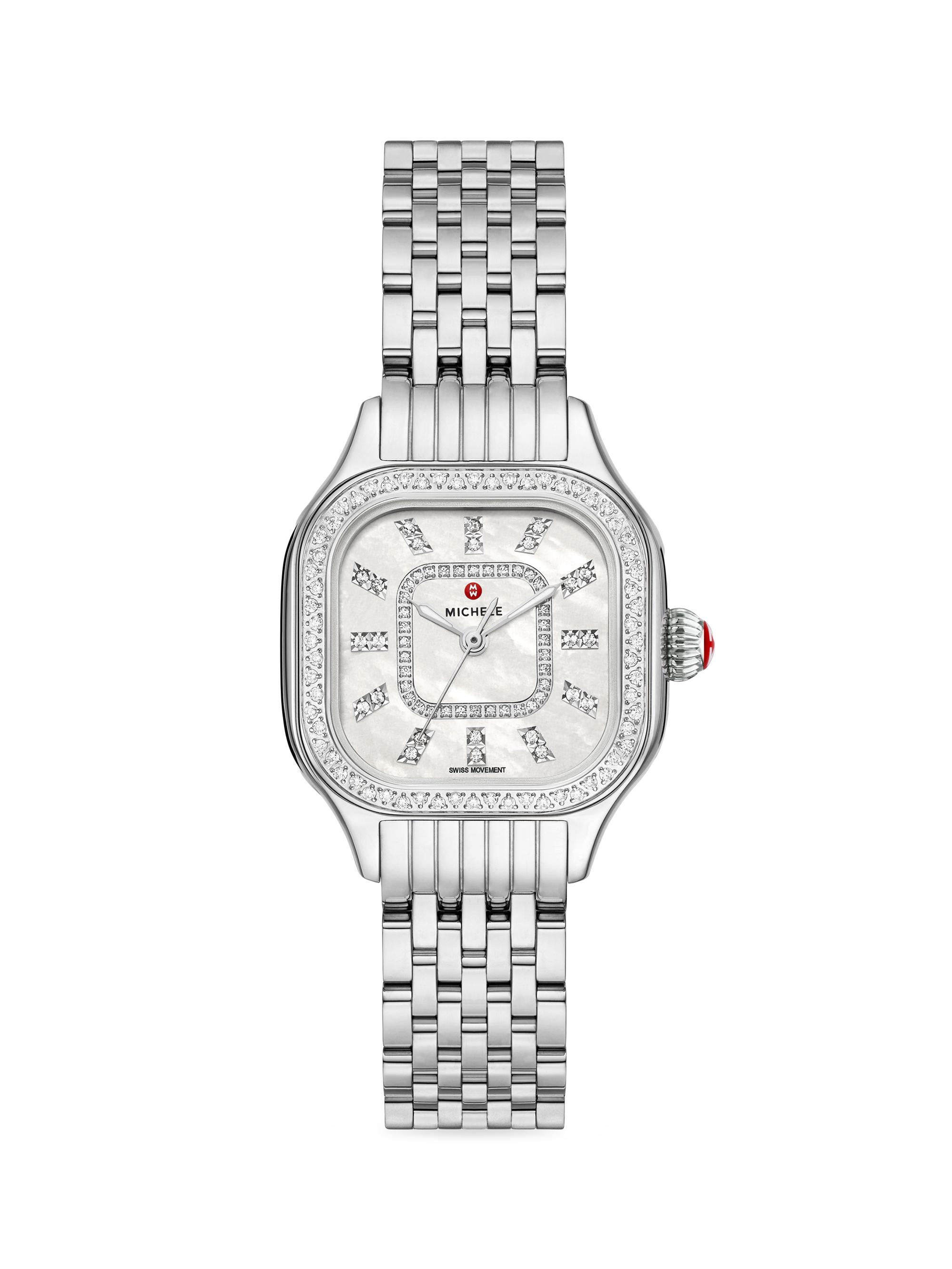 Michele Women's Meggie Stainless Steel & 0.47 TCW Diamond Bracelet Watch/29MM