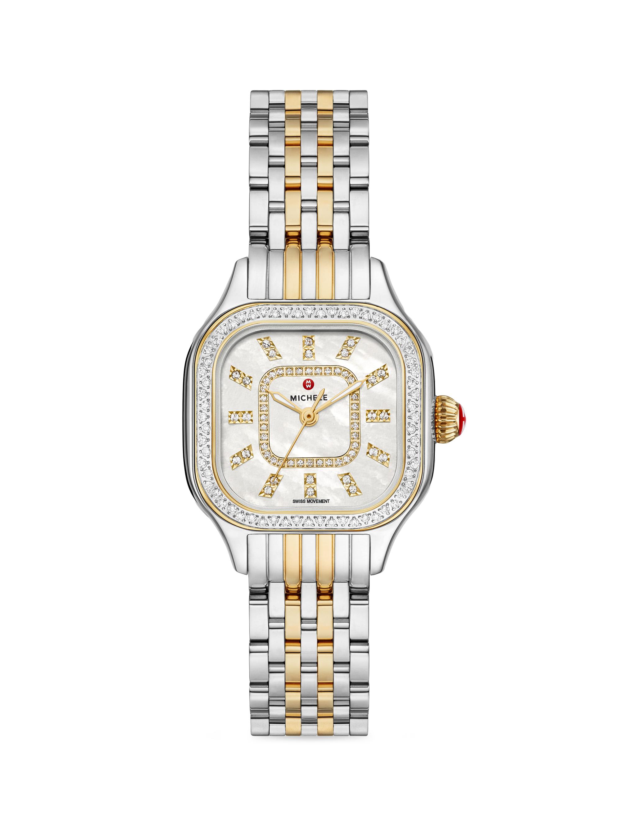 Michele Women's Meggie Two-Tone Stainless Steel & 0.47 TCW Diamond Bracelet Watch/29MM