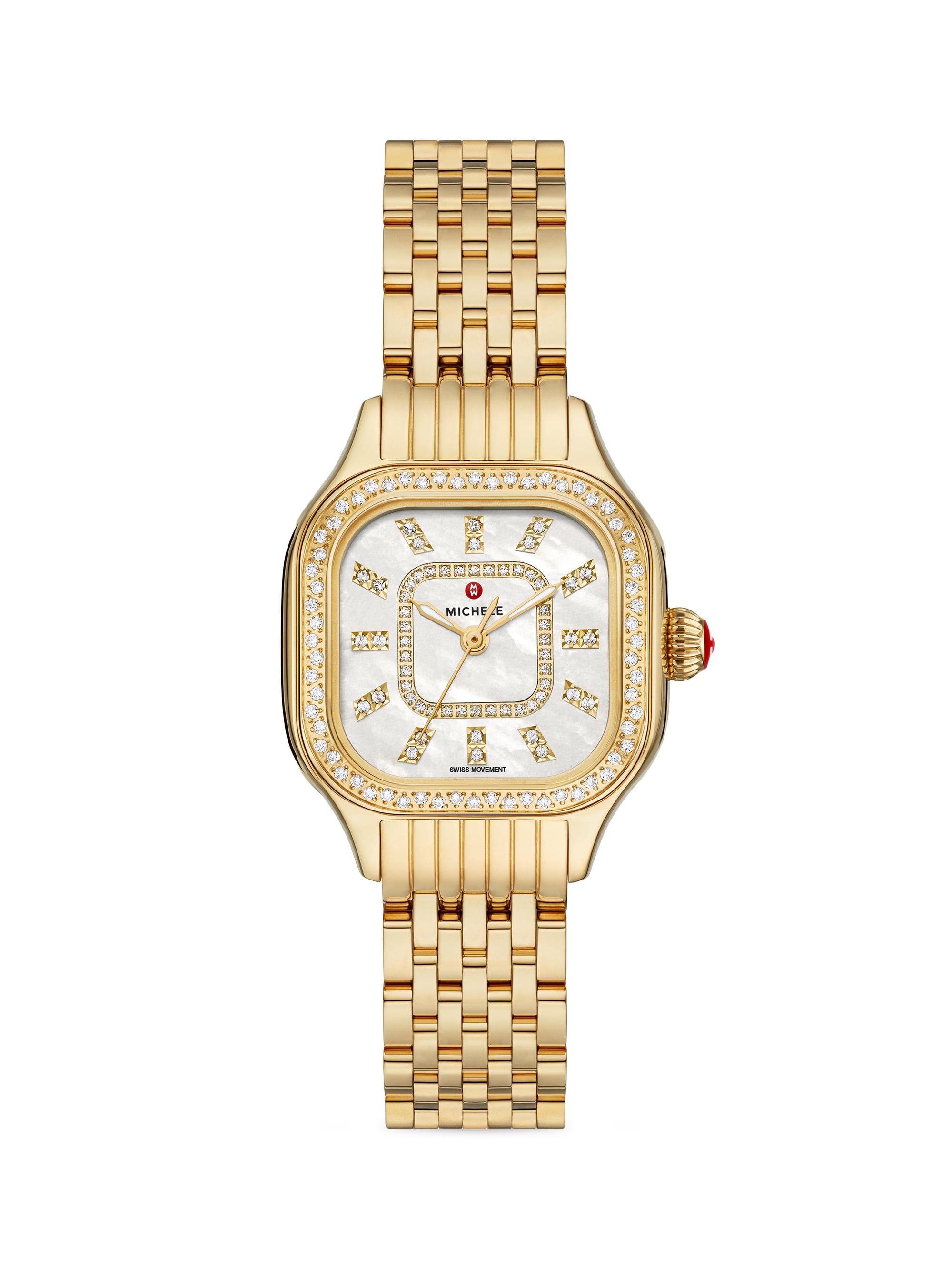 Michele Women's Meggie Goldtone Stainless Steel & 0.47 TCW Diamond Bracelet Watch/29MM