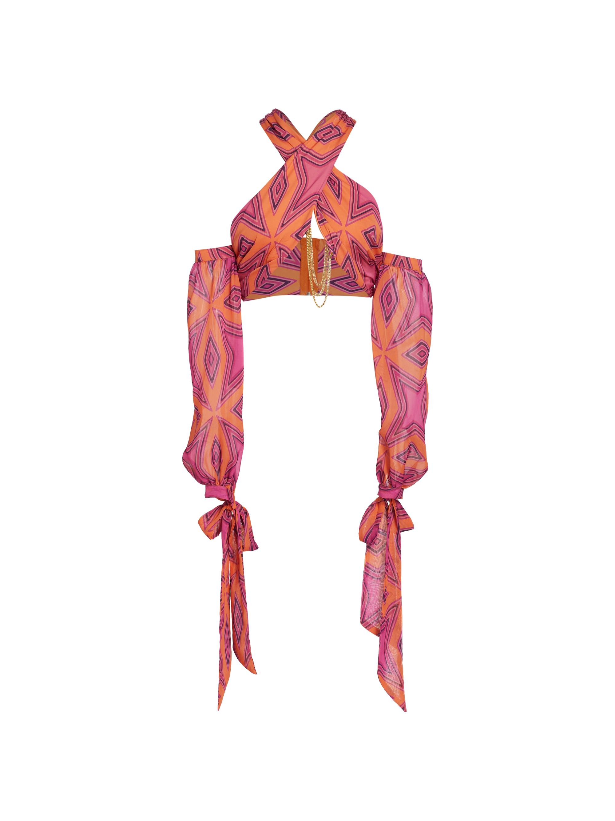 Claude Kameni Women's Geometric-Printed Wrap Top - Diamond Print 2