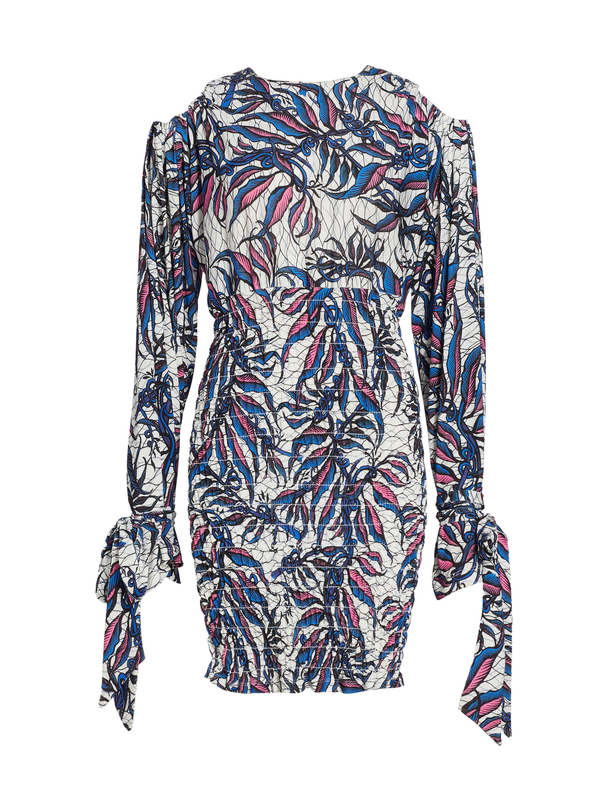 Claude Kameni Women's Leaf Print Smocked Minidress - Flower Print