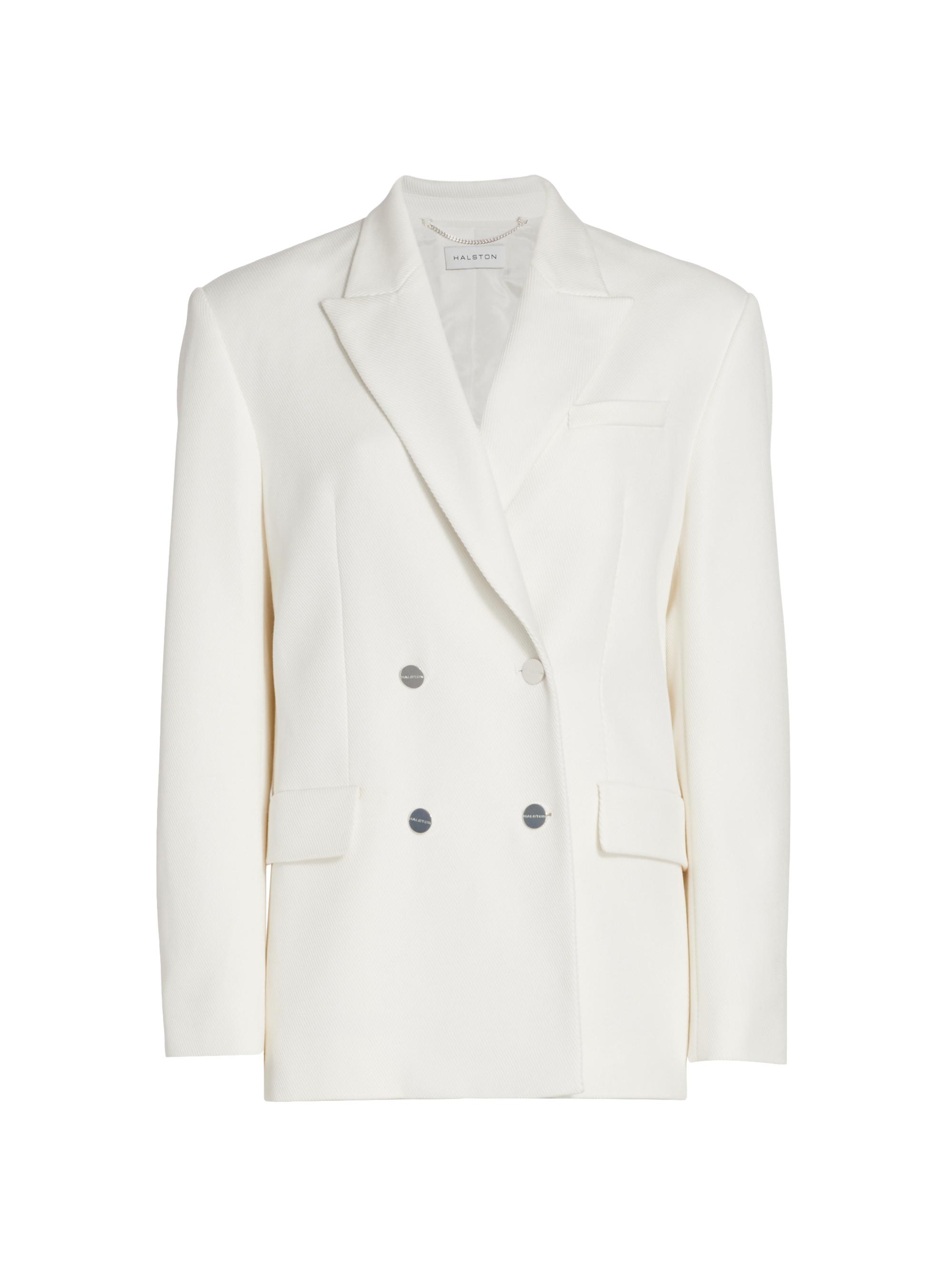 Halston Women's Corinne Twill Tailored Blazer - Chalk