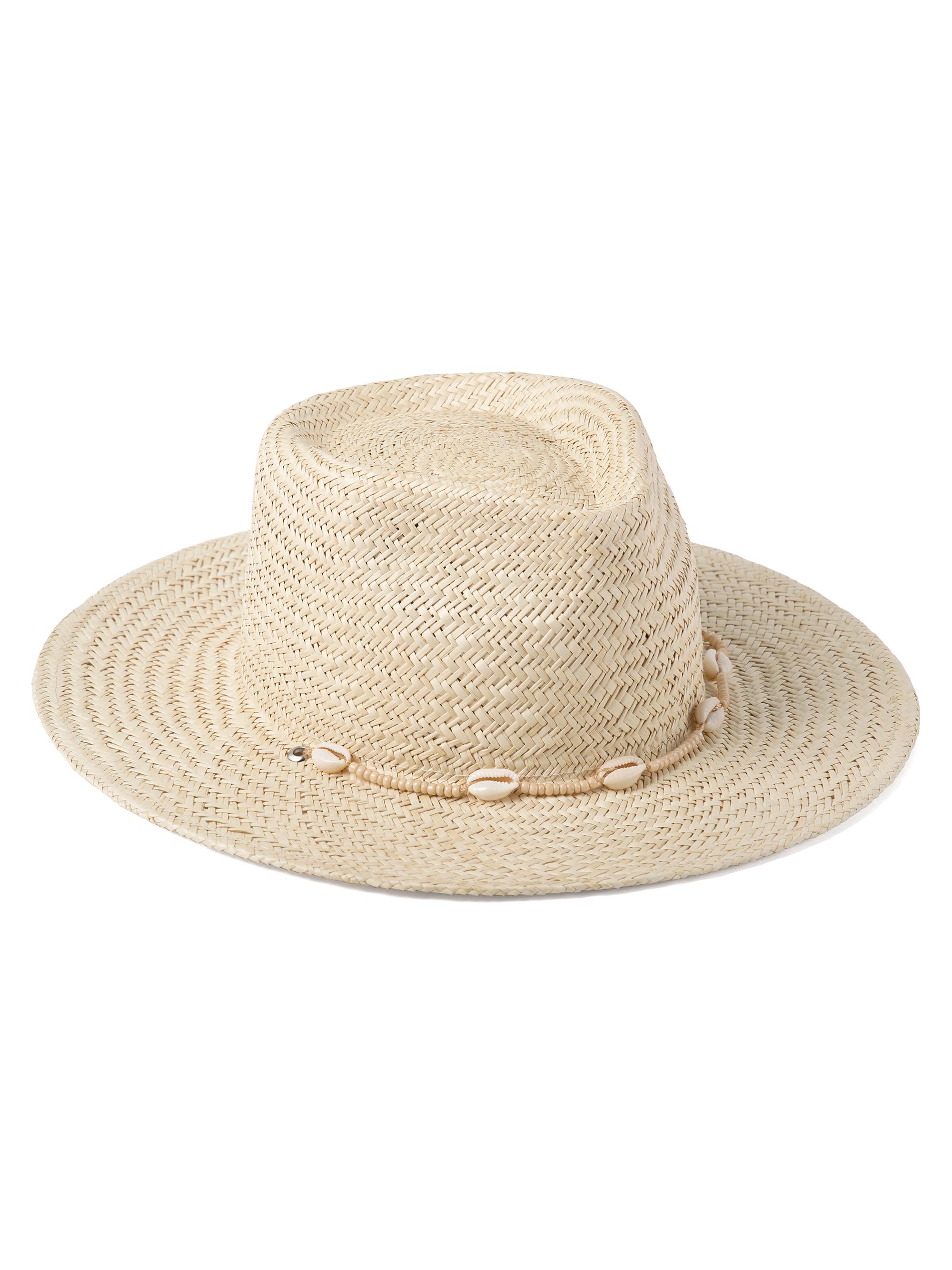 Lack of Color Women's Seashells Straw Fedora - Off White