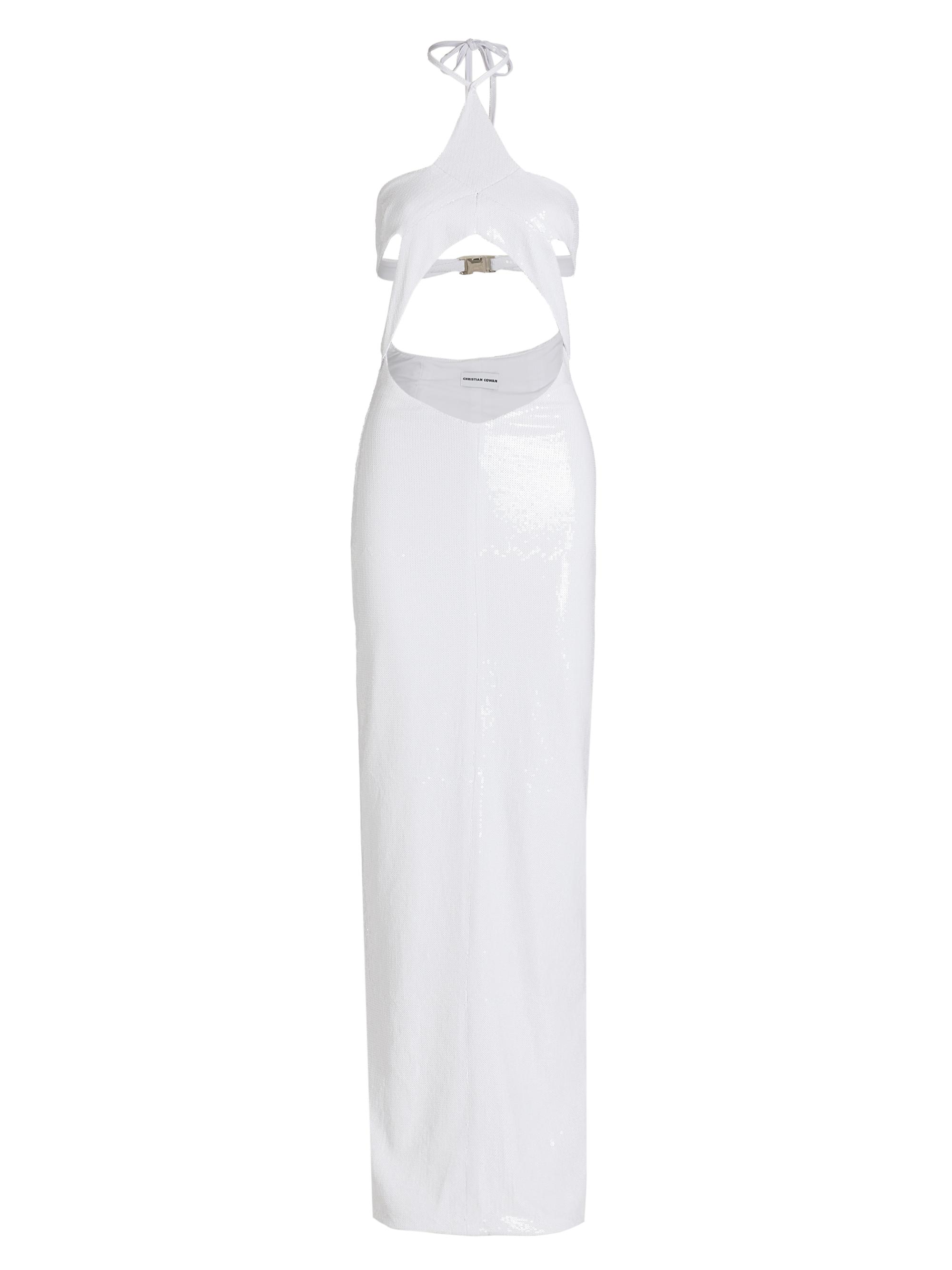 Christian Cowan Women's Metallic Halter Gown - White