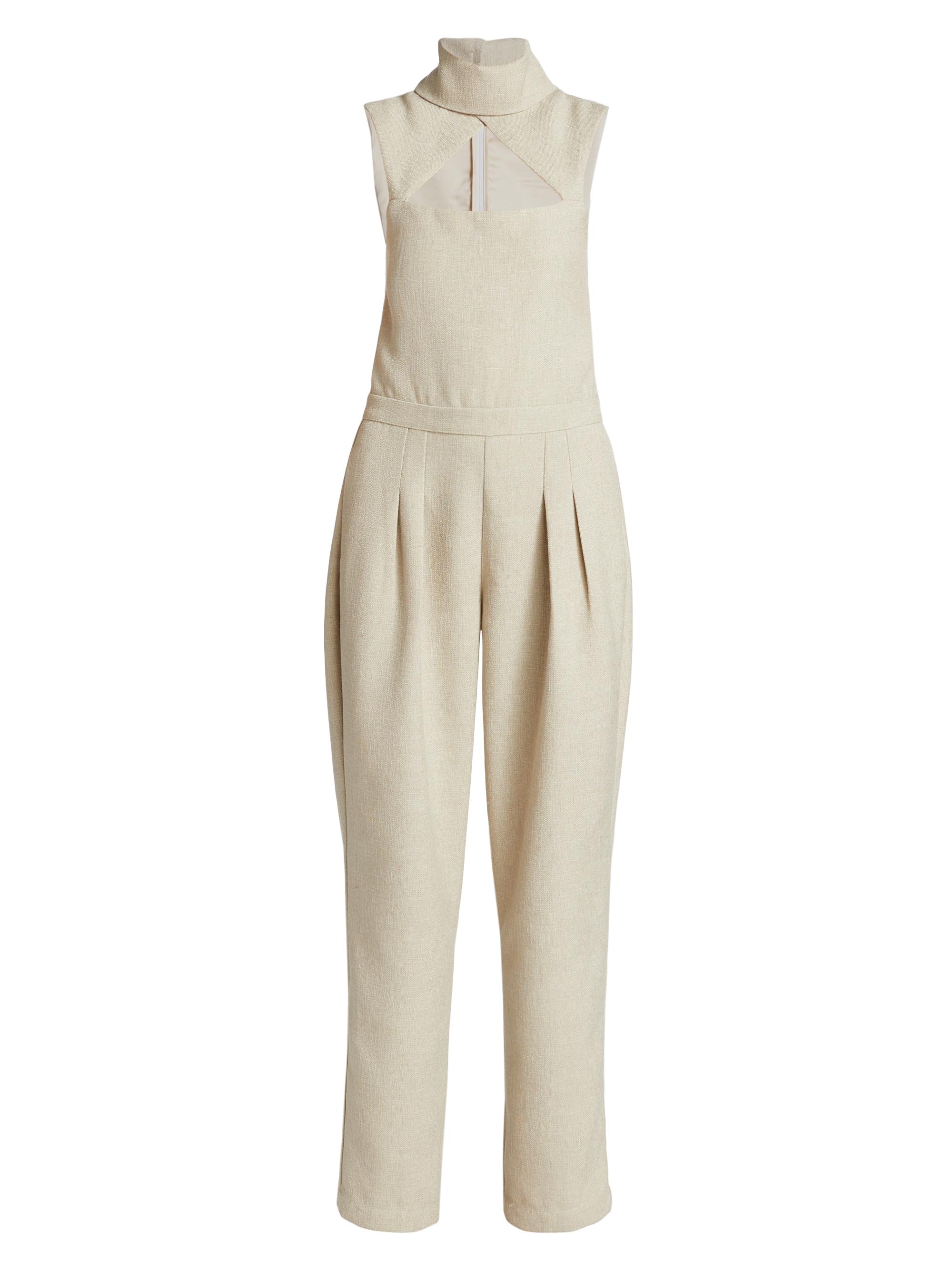 Izayla Women's Cut-Out Sleeveless Turtleneck Jumpsuit - Beige