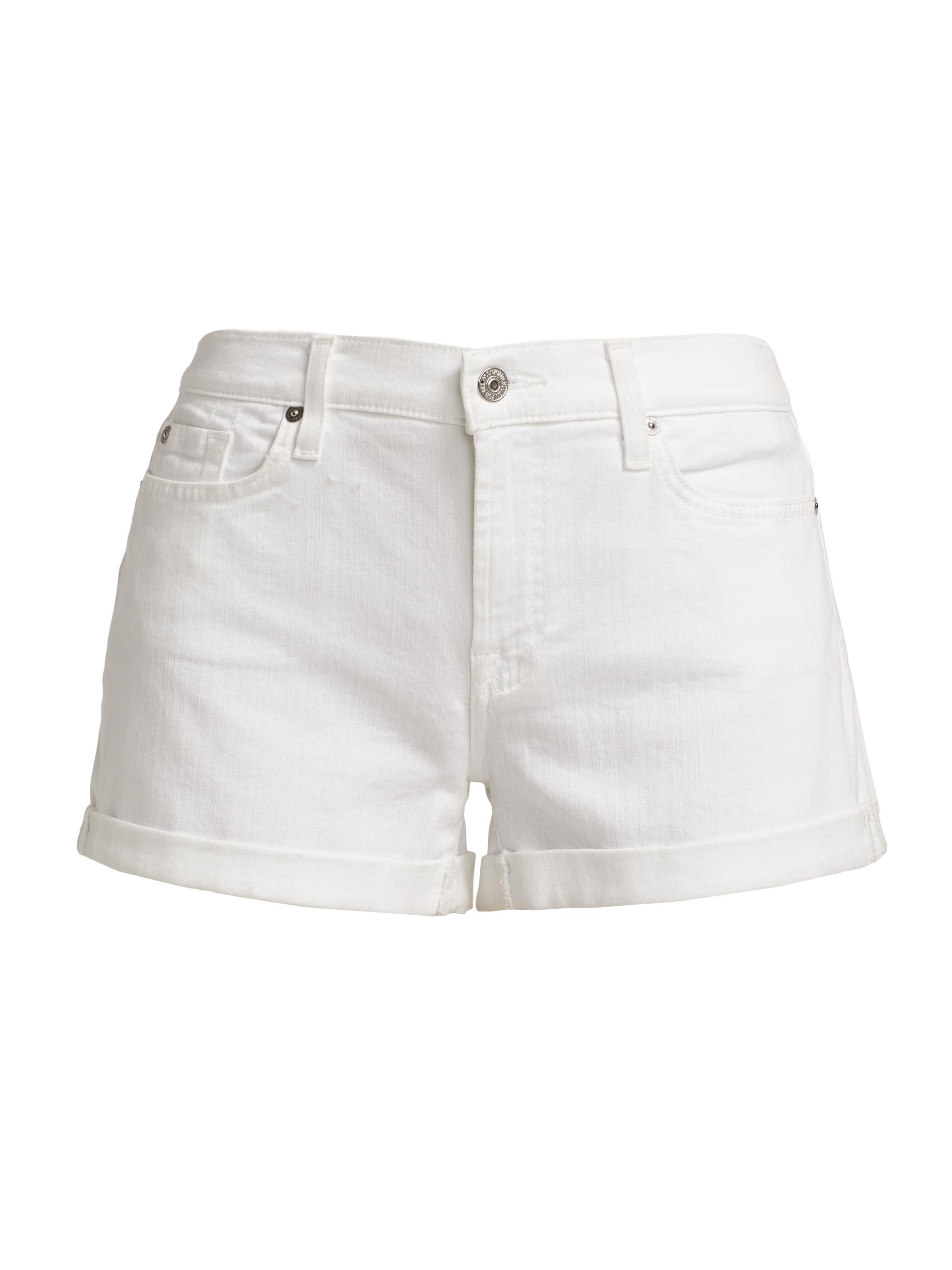 7 For All Mankind Women's Low-Rise Stretch Denim Rolled Shorts - Broken Twill White