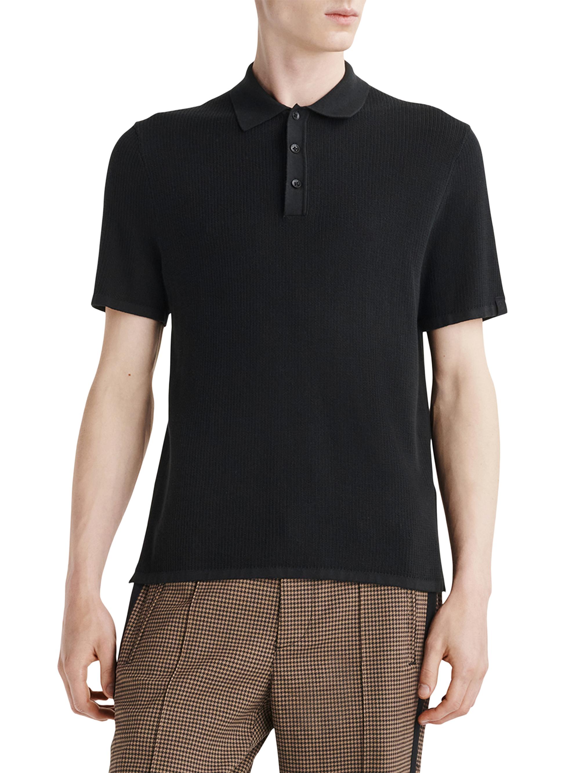 rag & bone Men's Harvey Knit Cotton Polo - Black