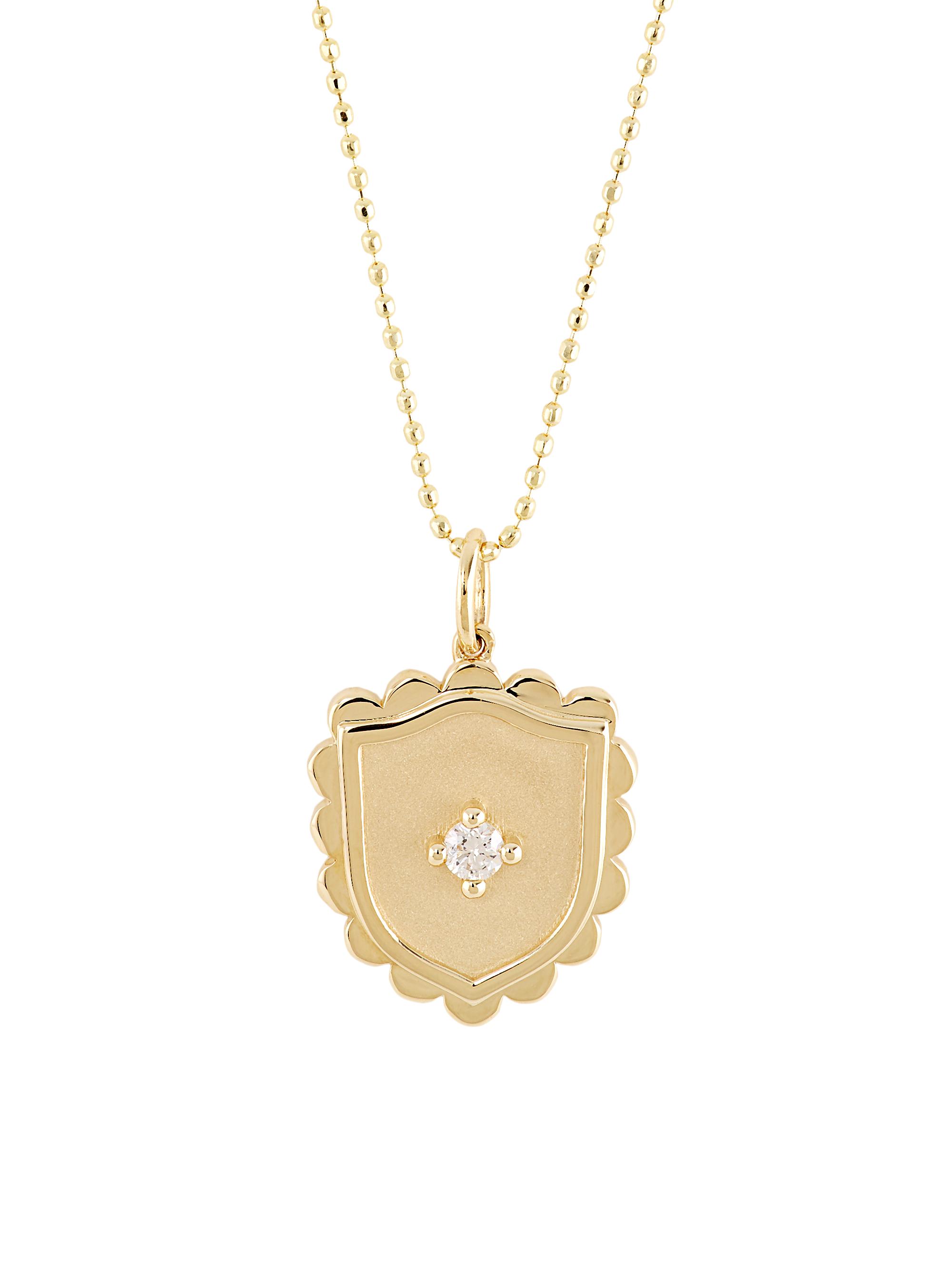 Sydney Evan Women's 14K Yellow Gold & Diamond Shield Pendant Necklace