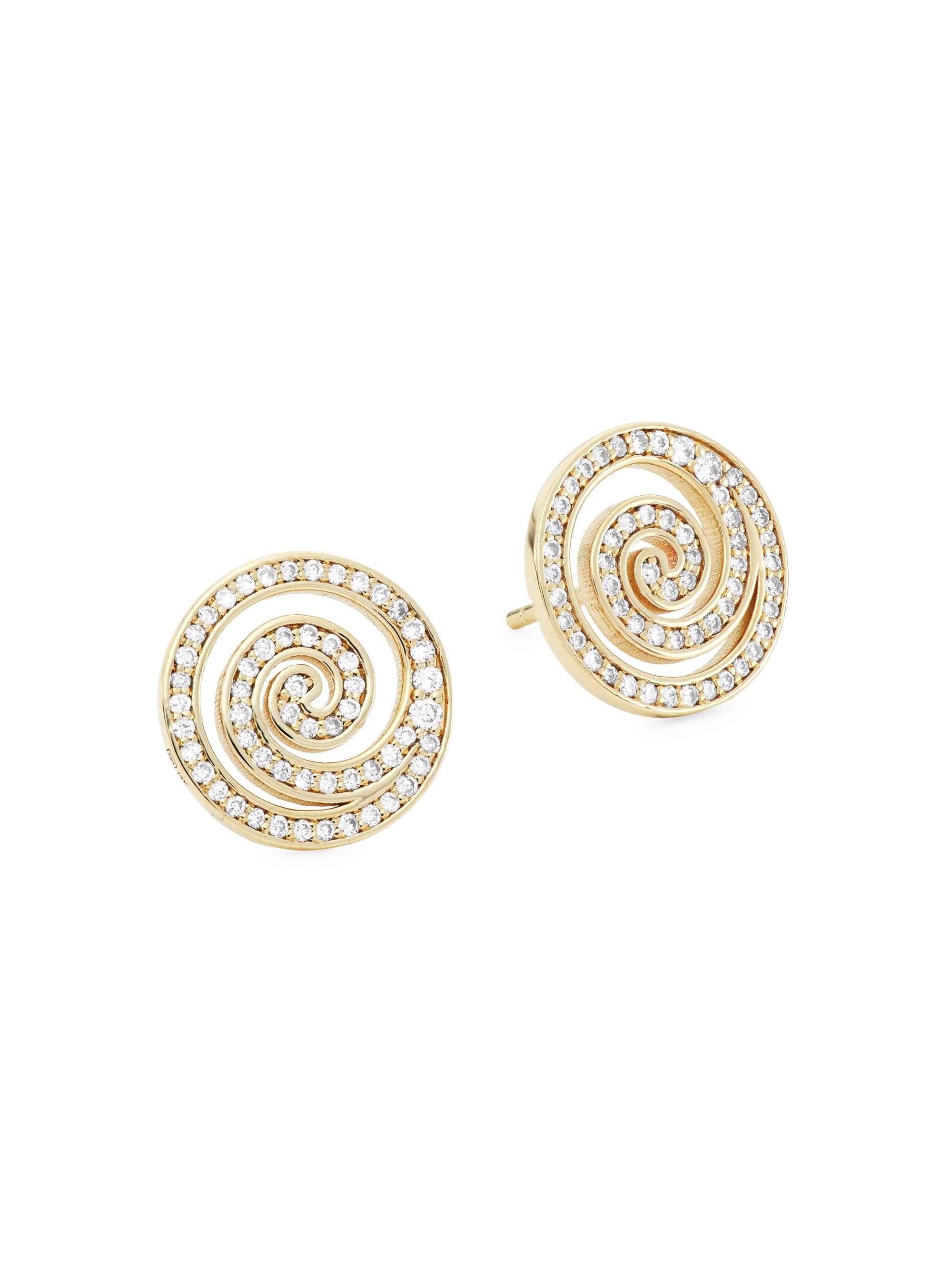 Sydney Evan Women's 14K Yellow Gold & Diamond Spiral Stud Earrings