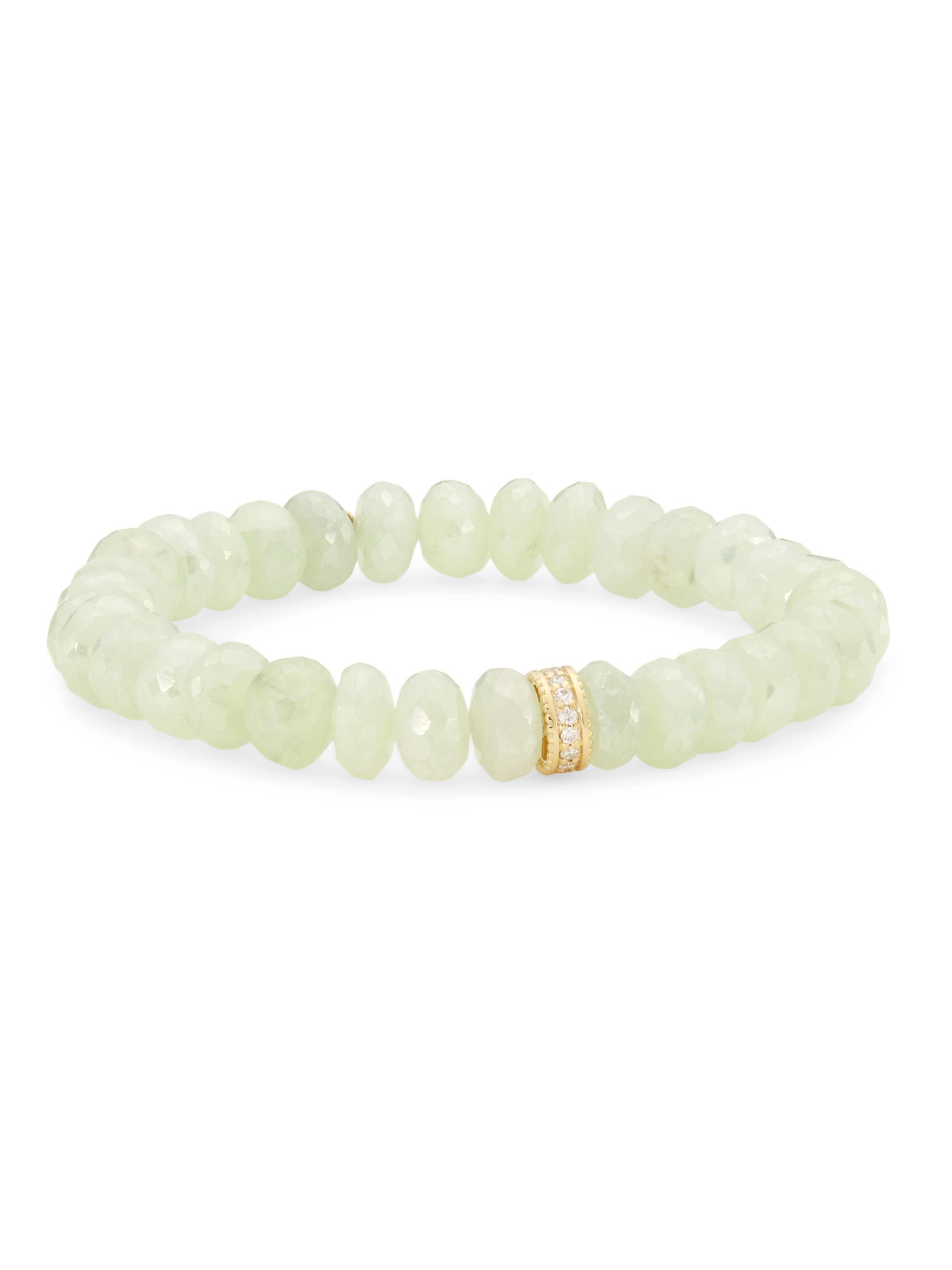 Sydney Evan Women's 14K Yellow Gold, Mystic Prehnite, & Diamond Stretch Bracelet