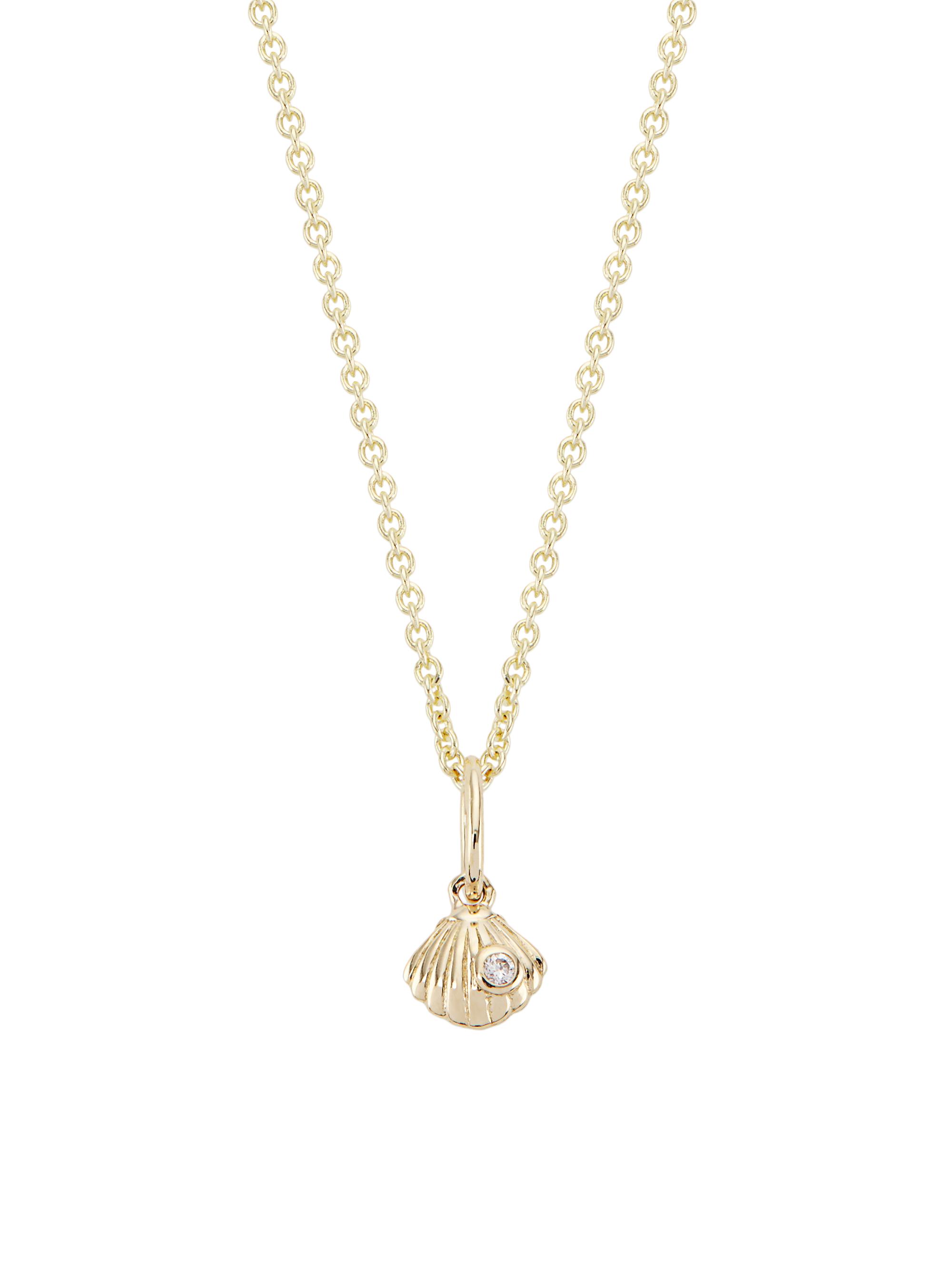 Sydney Evan Women's 14K Yellow Gold & Diamond Tiny Clamshell Pendant Necklace