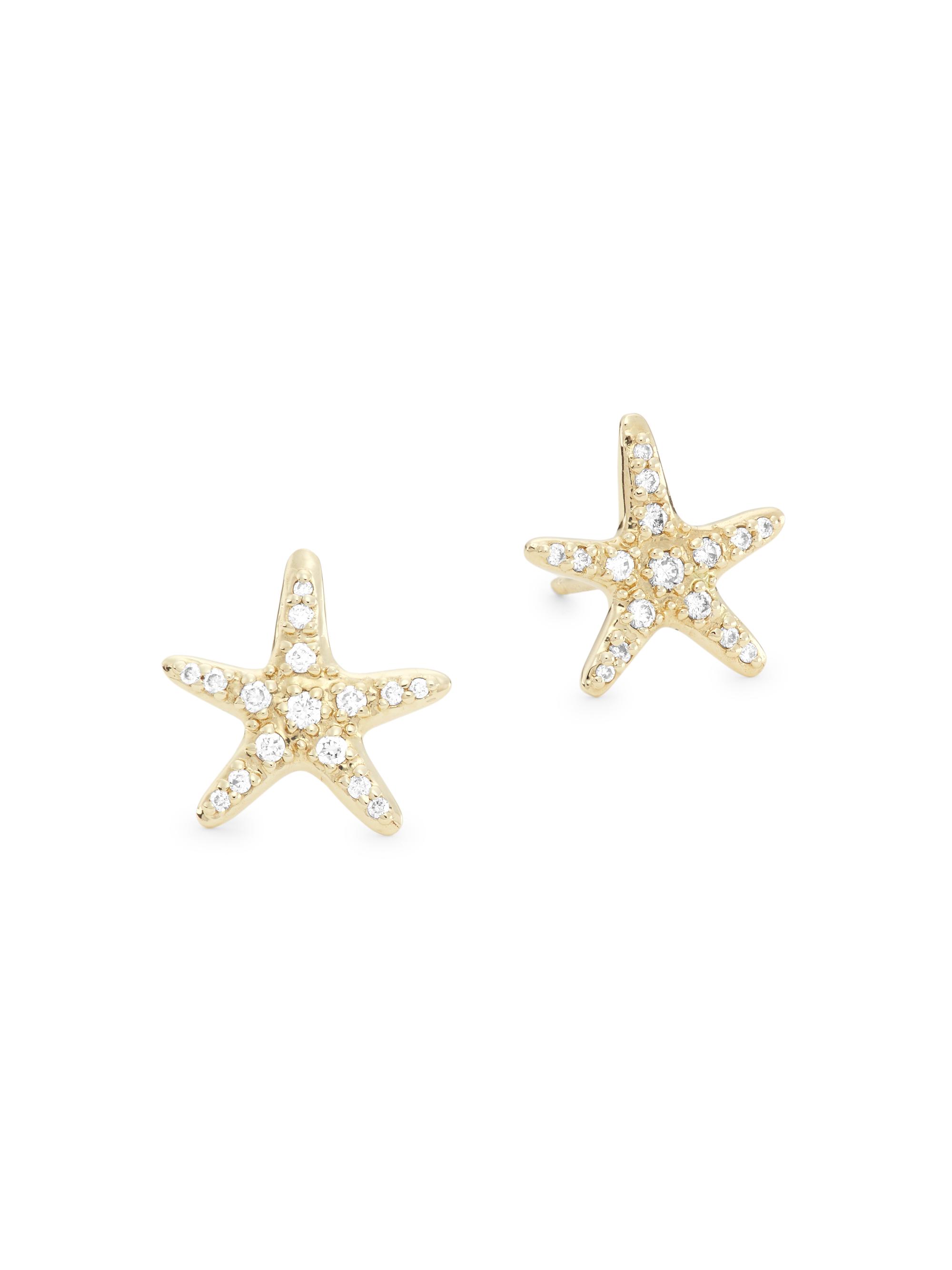 Sydney Evan Women's 14K Yellow Gold & Diamond Starfish Stud Earrings