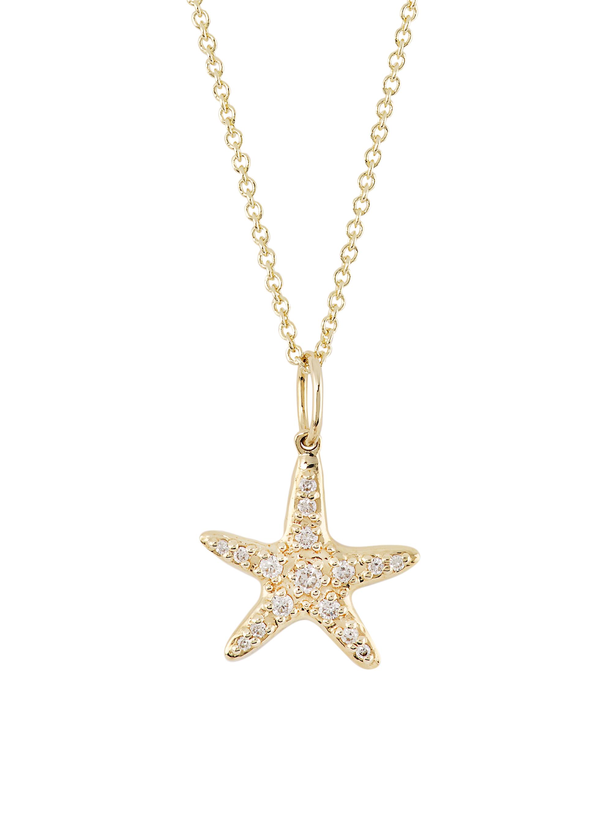 Sydney Evan Women's 14K Yellow Gold & Diamond  Starfish Pendant Necklace