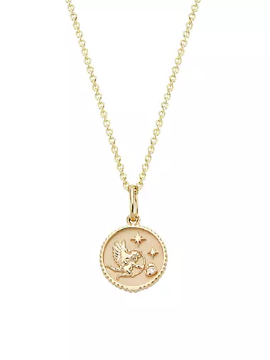 14K Yellow Gold & Diamond Cupid-Coin Pendant Necklace