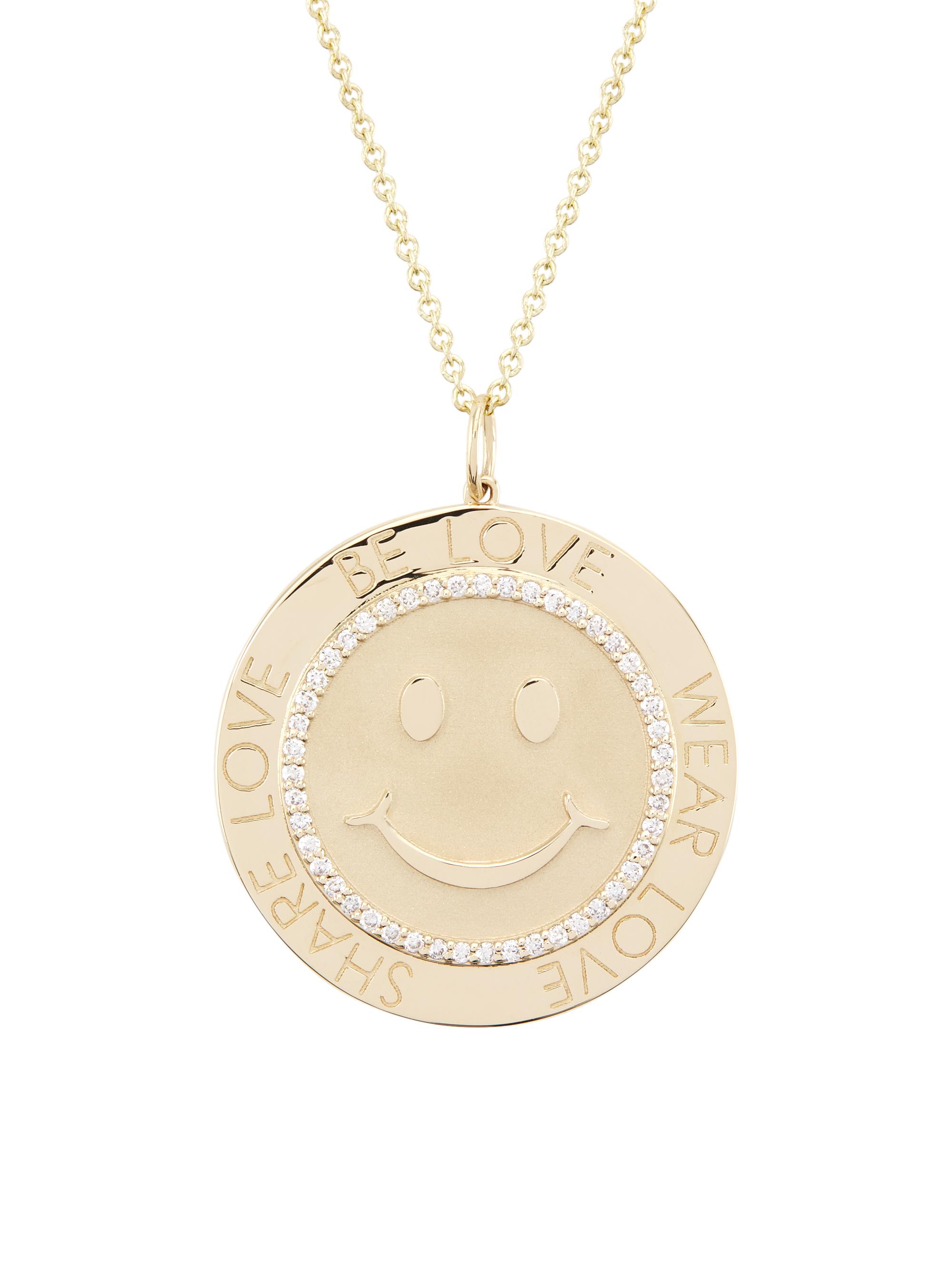 Sydney Evan Women's 14K Yellow Gold & Diamond Happy-Face-Coin Pendant Necklace