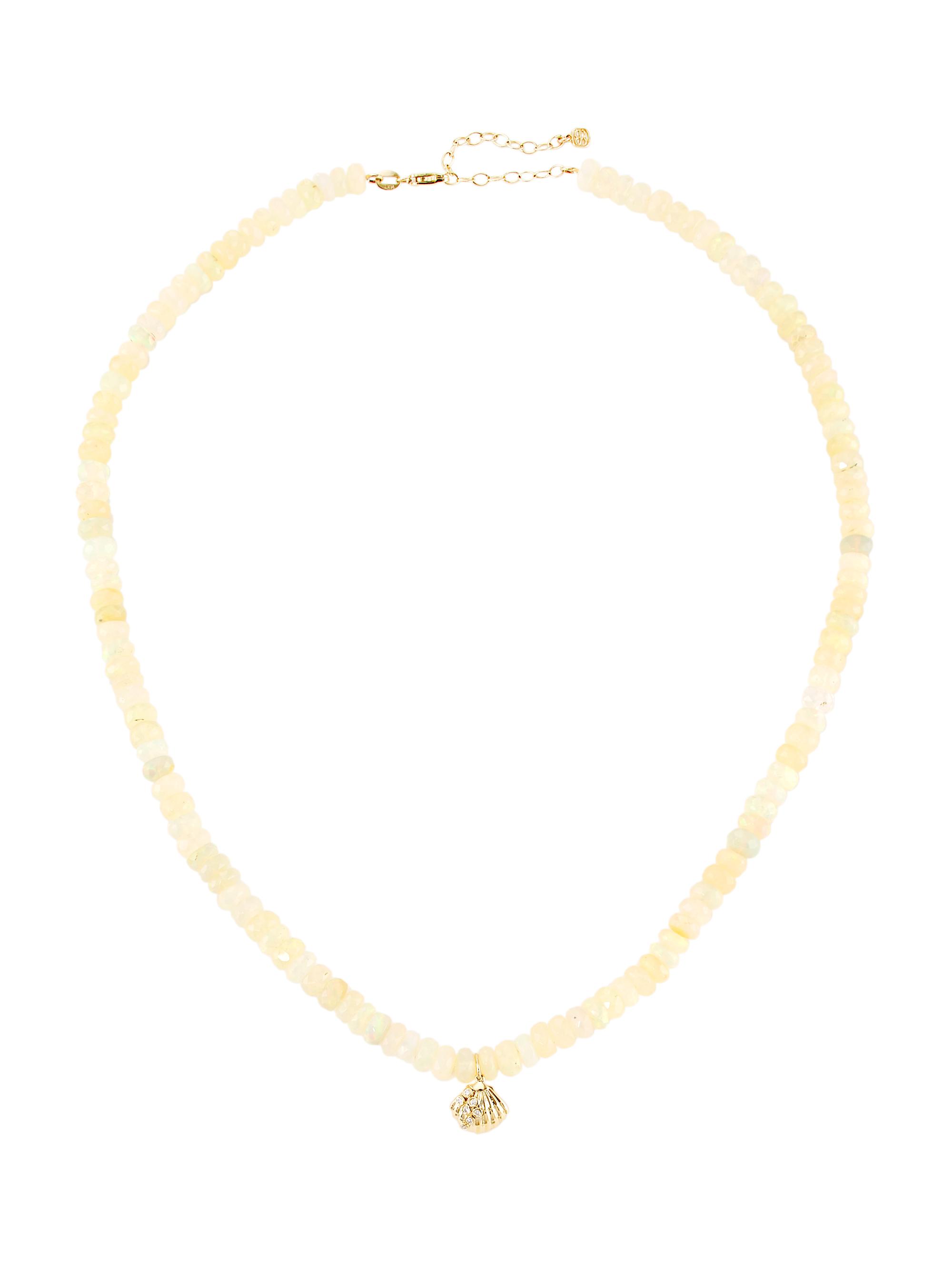 Sydney Evan Women's 14K Yellow Gold, Opal, & Diamond Clamshell Pendant Necklace