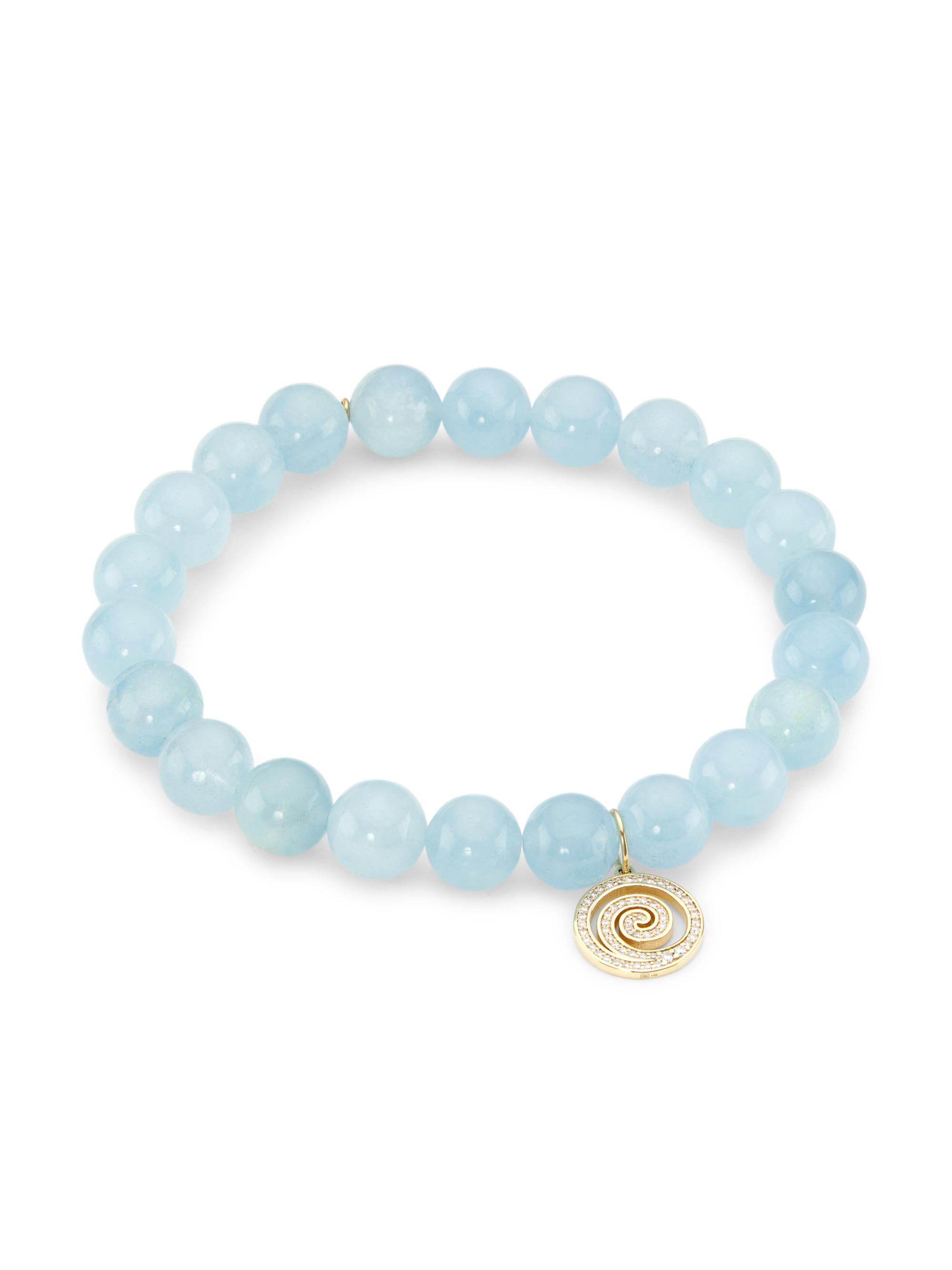 Sydney Evan Women's 14K Yellow Gold, Aquamarine, & Diamond Beaded Bracelet