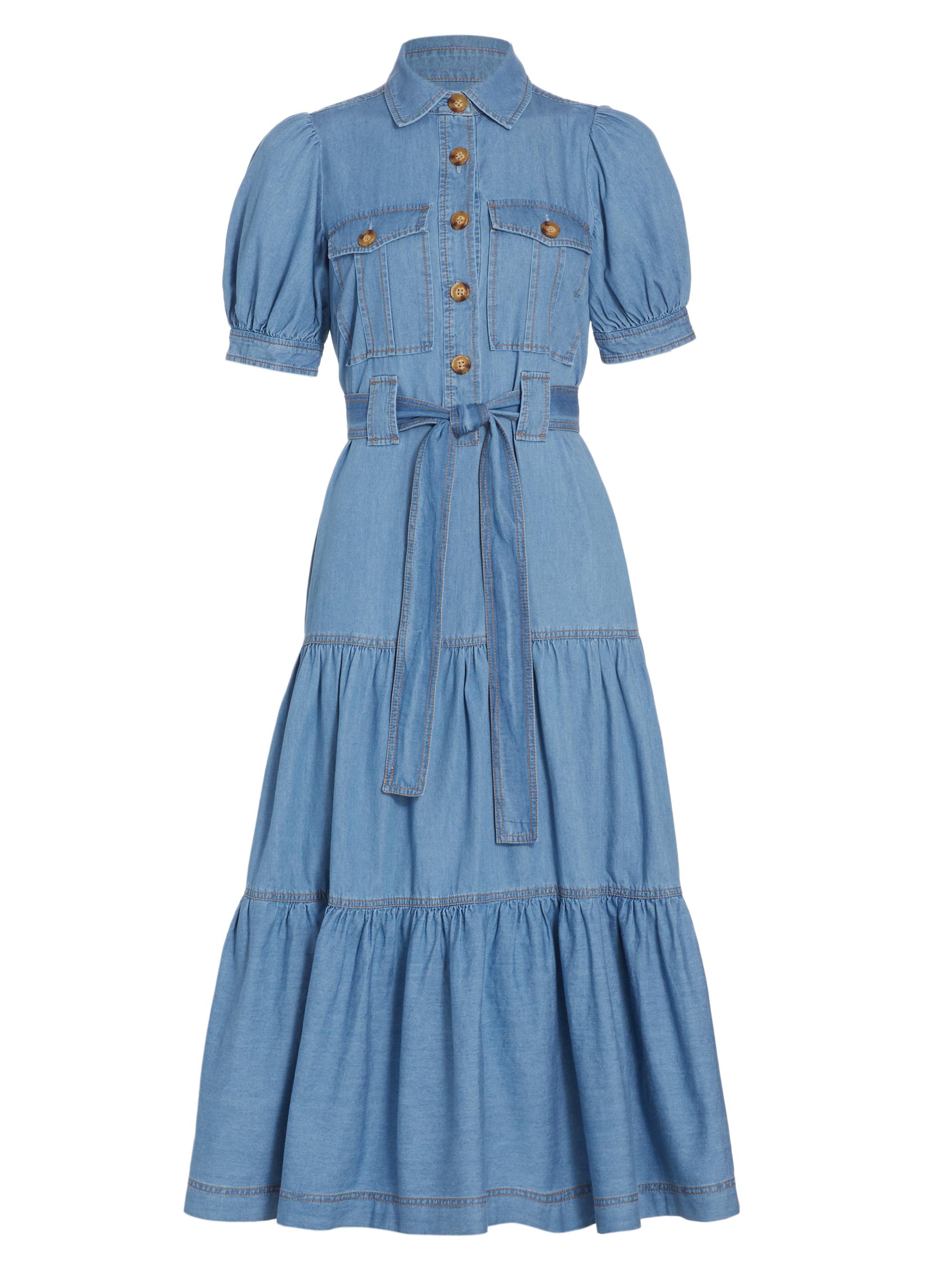 Derek Lam 10 Crosby Themis Striped Cotton Sleeveless Shirtdress