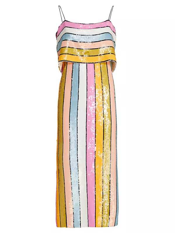Striped Sequin Midi Dress in Multi