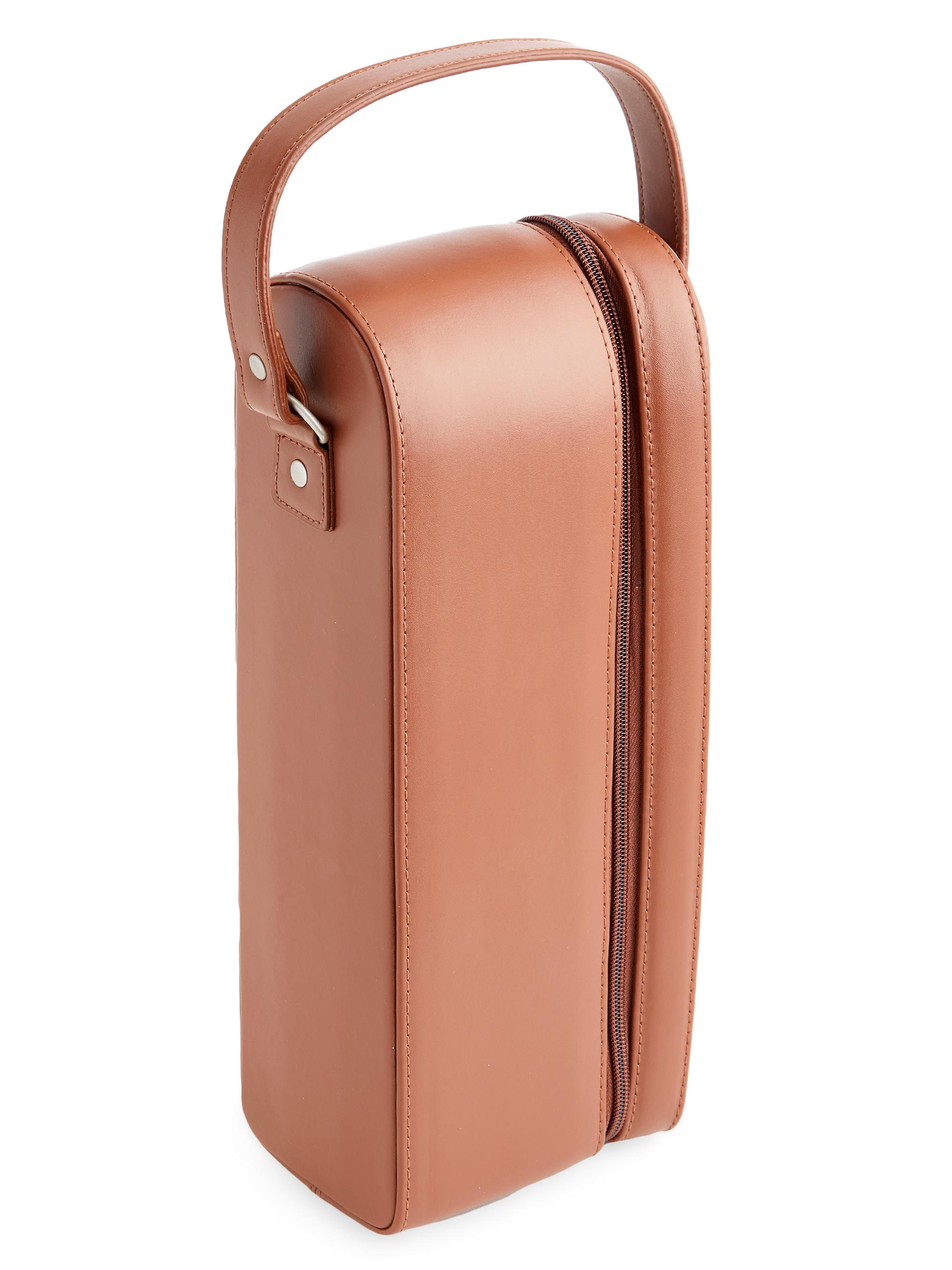 Royce New York Suede-Lined Wine Carrying Case - Brown