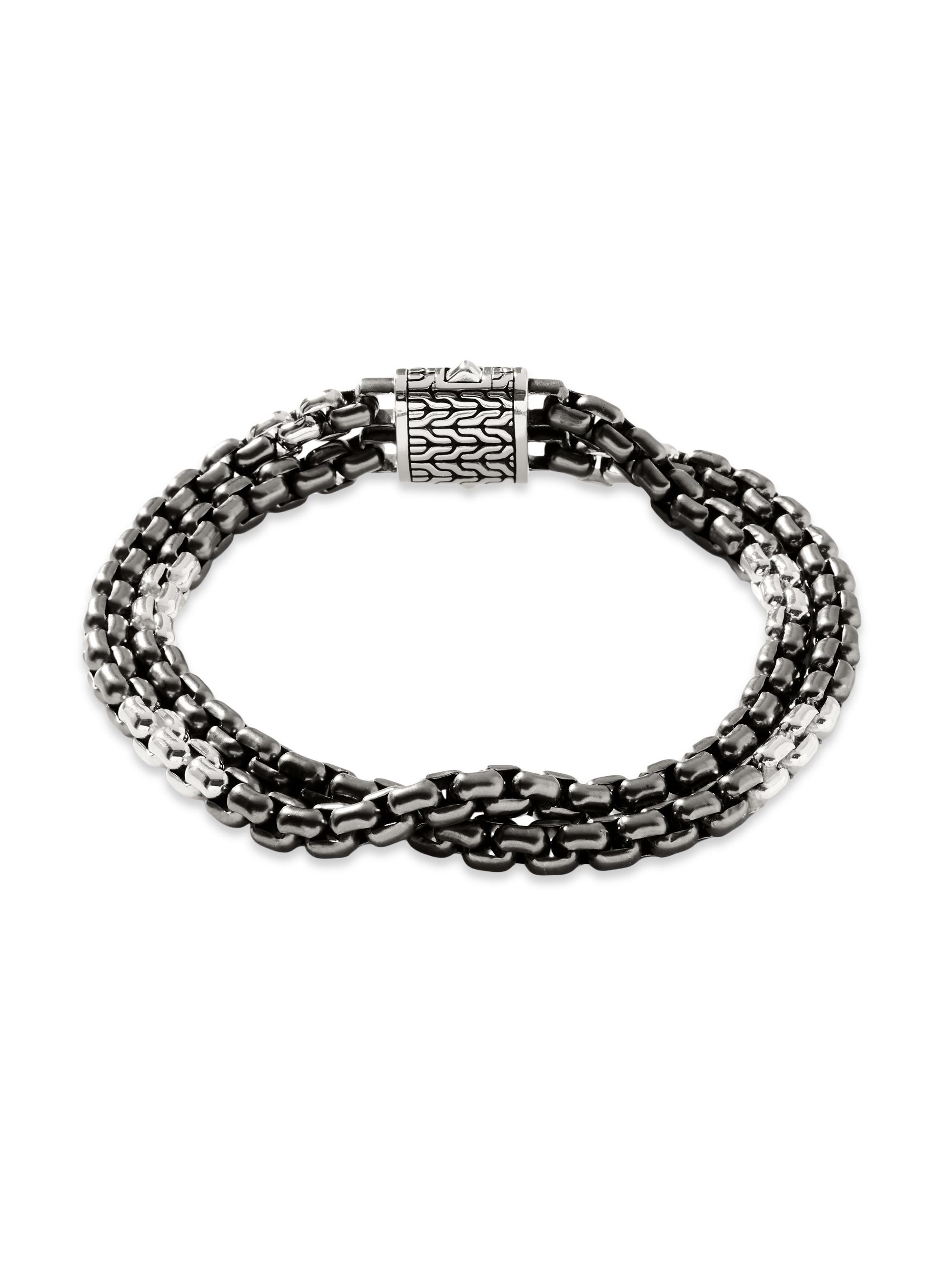 John Hardy Men's Industrial Silver Box Chain Double Row Bracelet - Silver