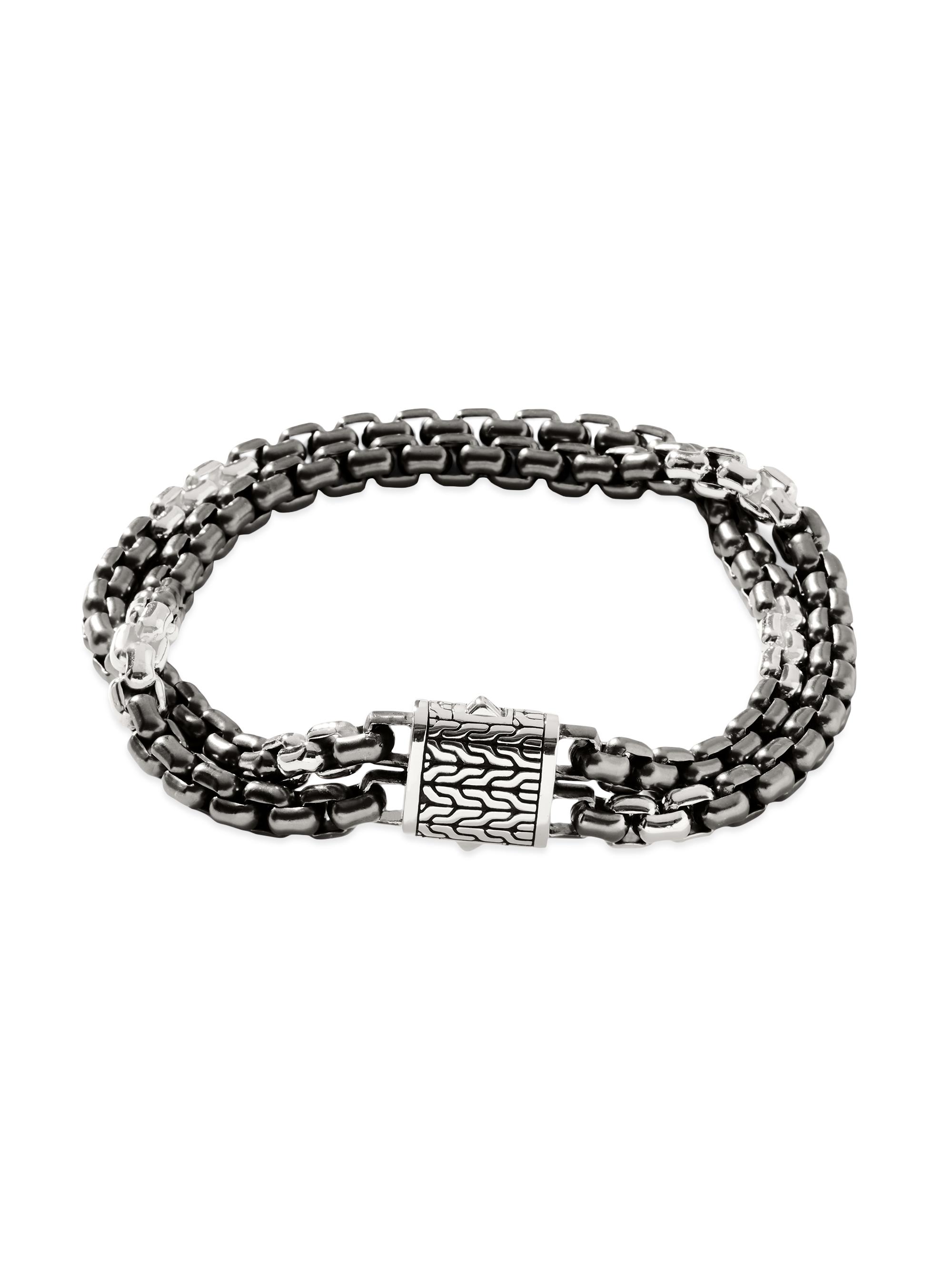 John Hardy Men's Industrial Silver Box Chain Double Row Bracelet - Silver
