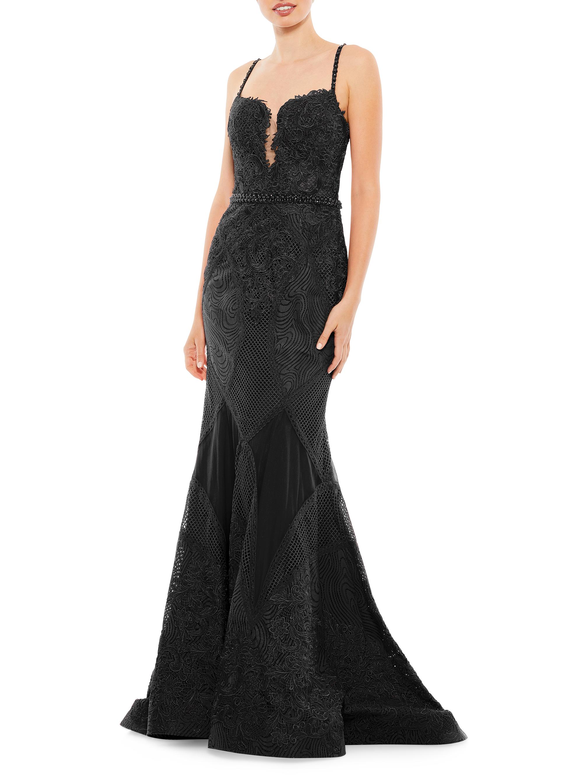 Mac Duggal Women's Sleeveless Embroidered Trumpet Gown - Black