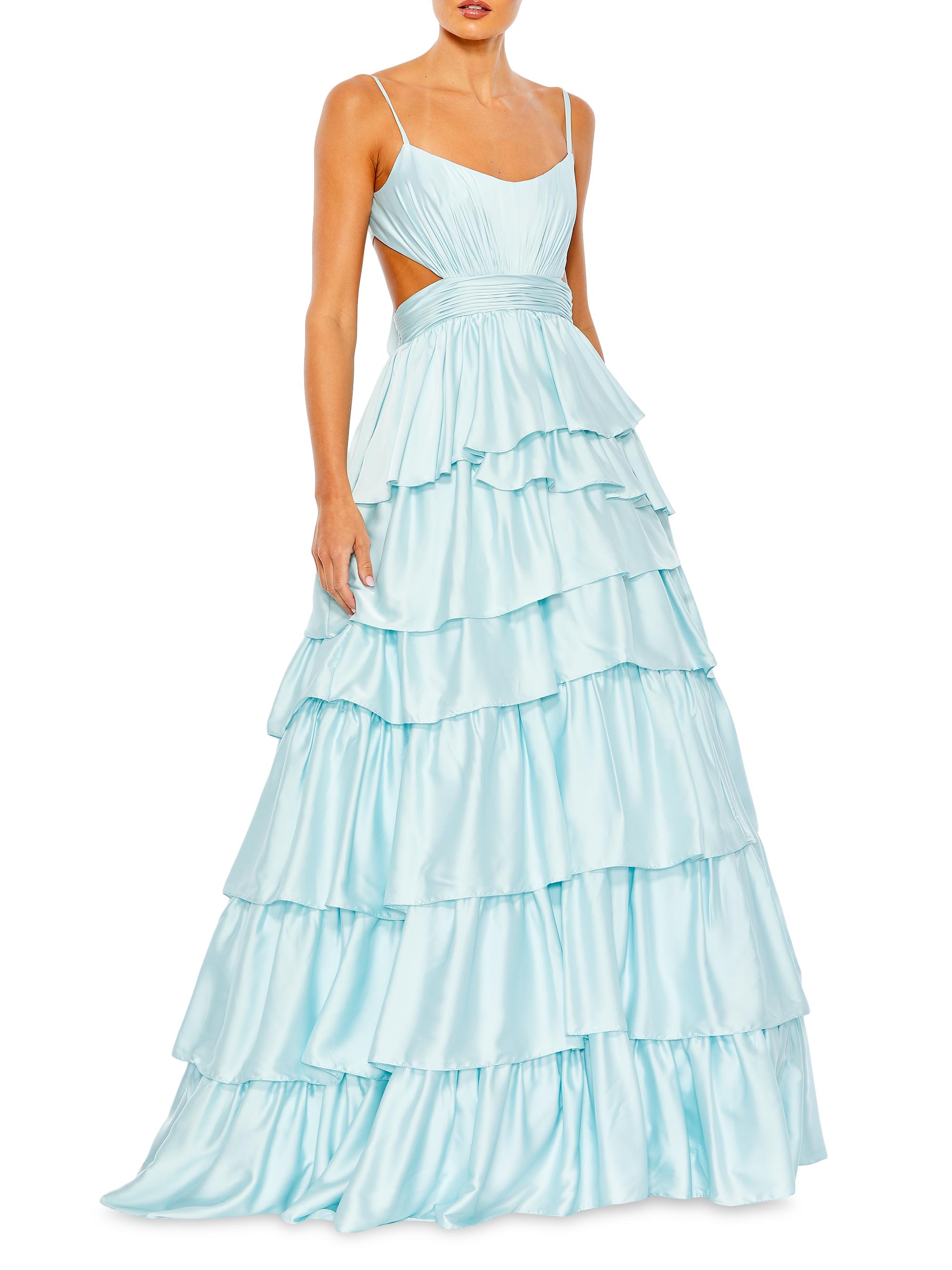 Mac Duggal Women's Tiered Cut-Out Ball Gown - Powder Blue