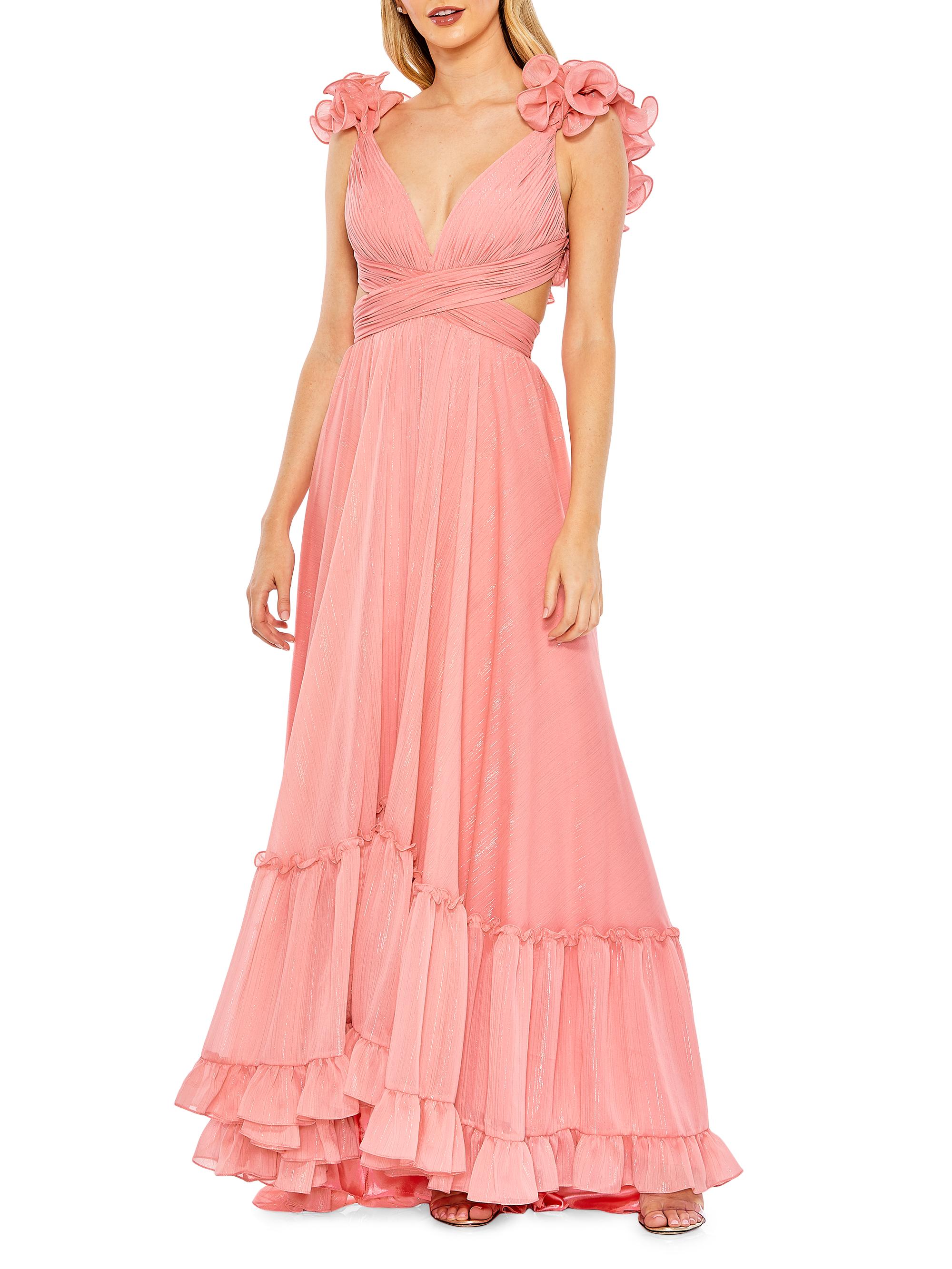 Mac Duggal Women's Ruffled A-Line Gown - Coral